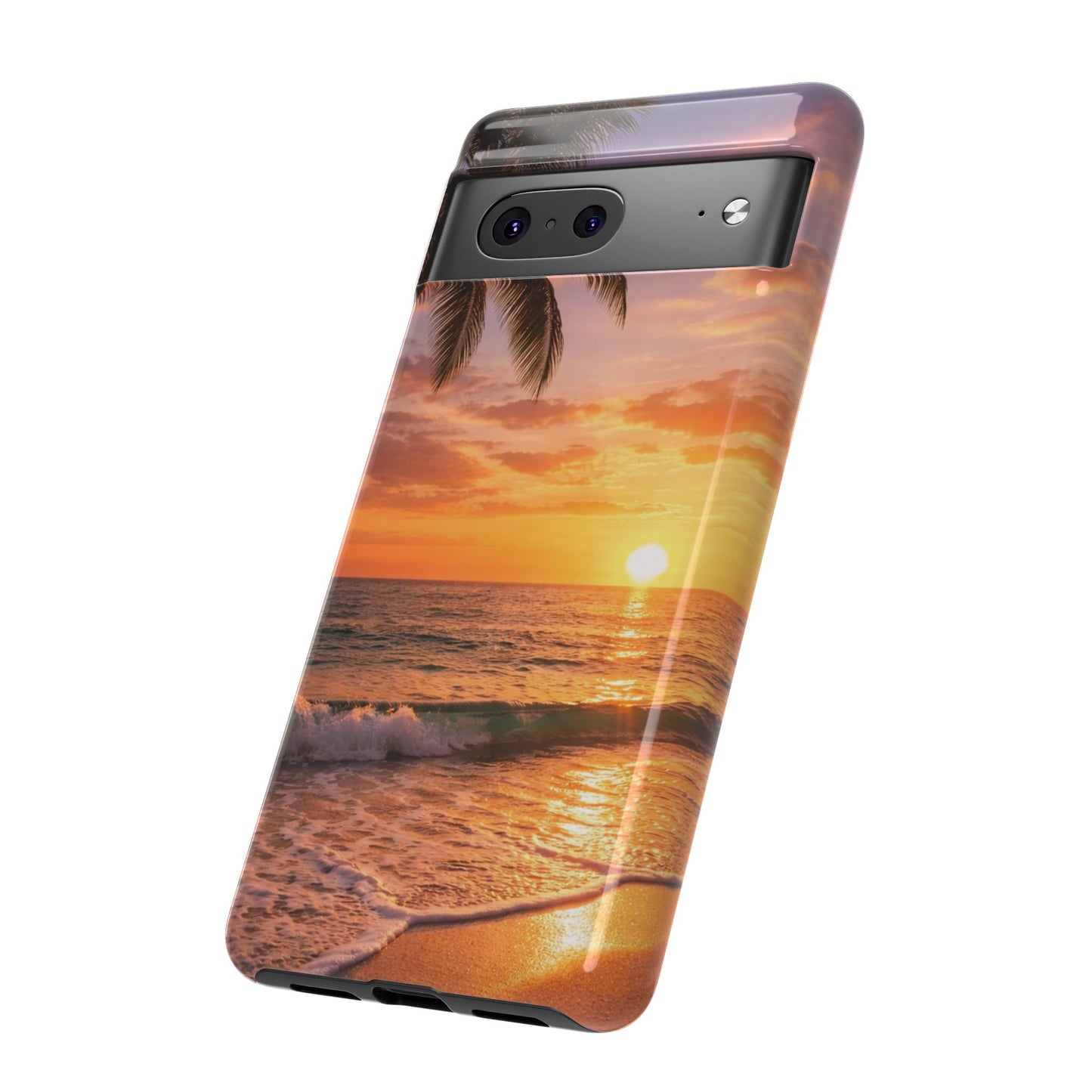 Golden Hour Beach Case — Tropical Palm Sunset Protective Case