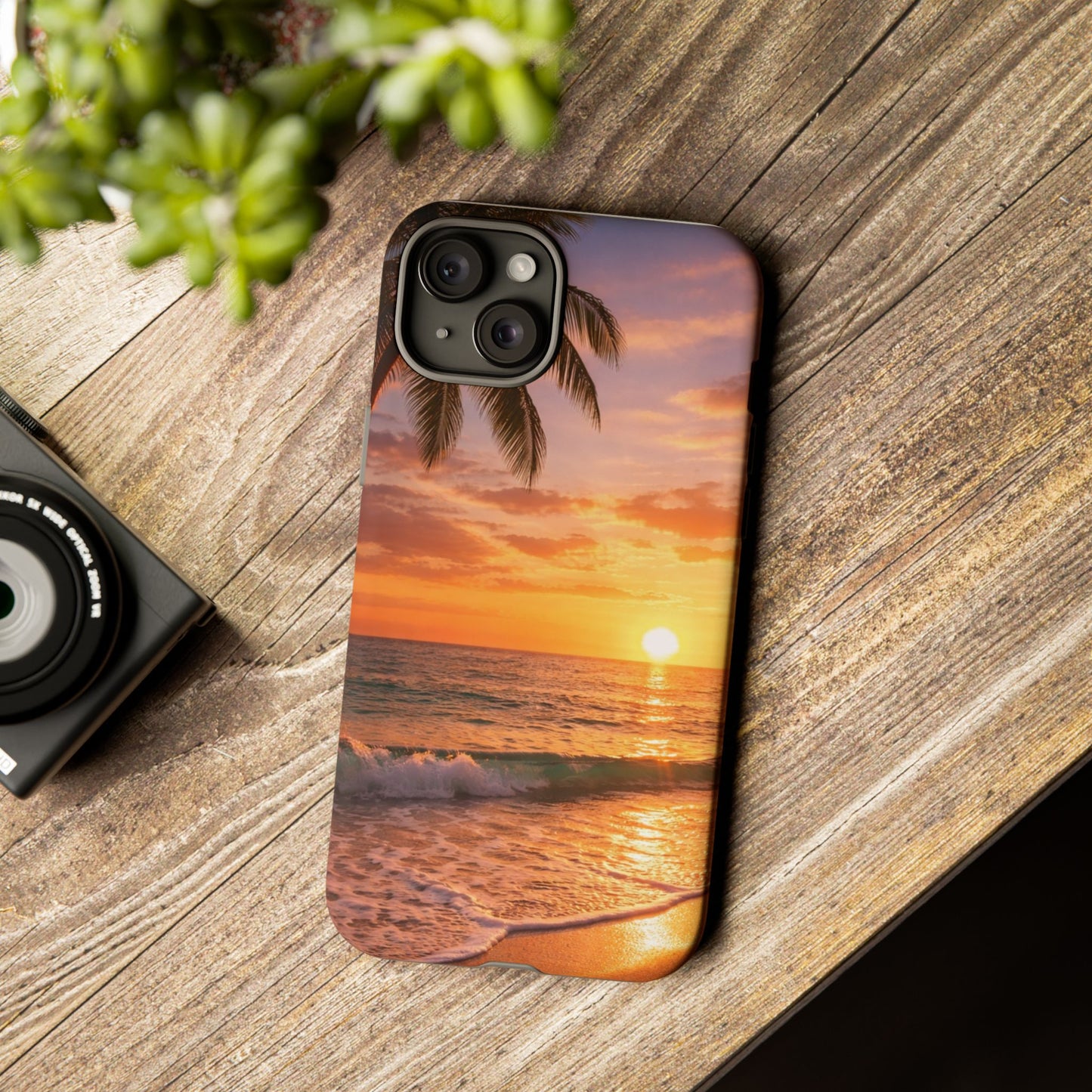 Golden Hour Beach Case — Tropical Palm Sunset Protective Case