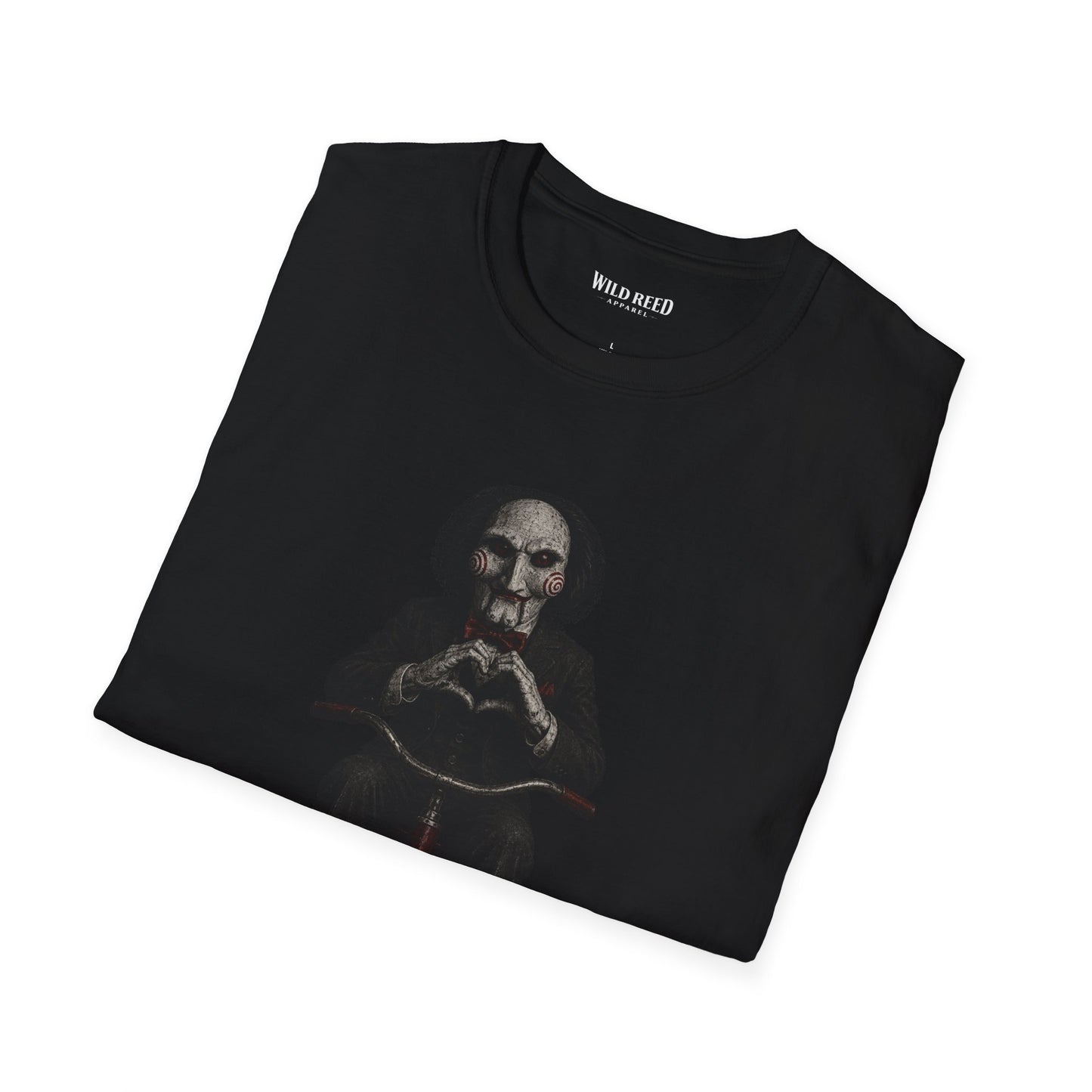 Sinister Puppet Tricycle Heart Hands Stealth Black-on-Black Graphic Tee