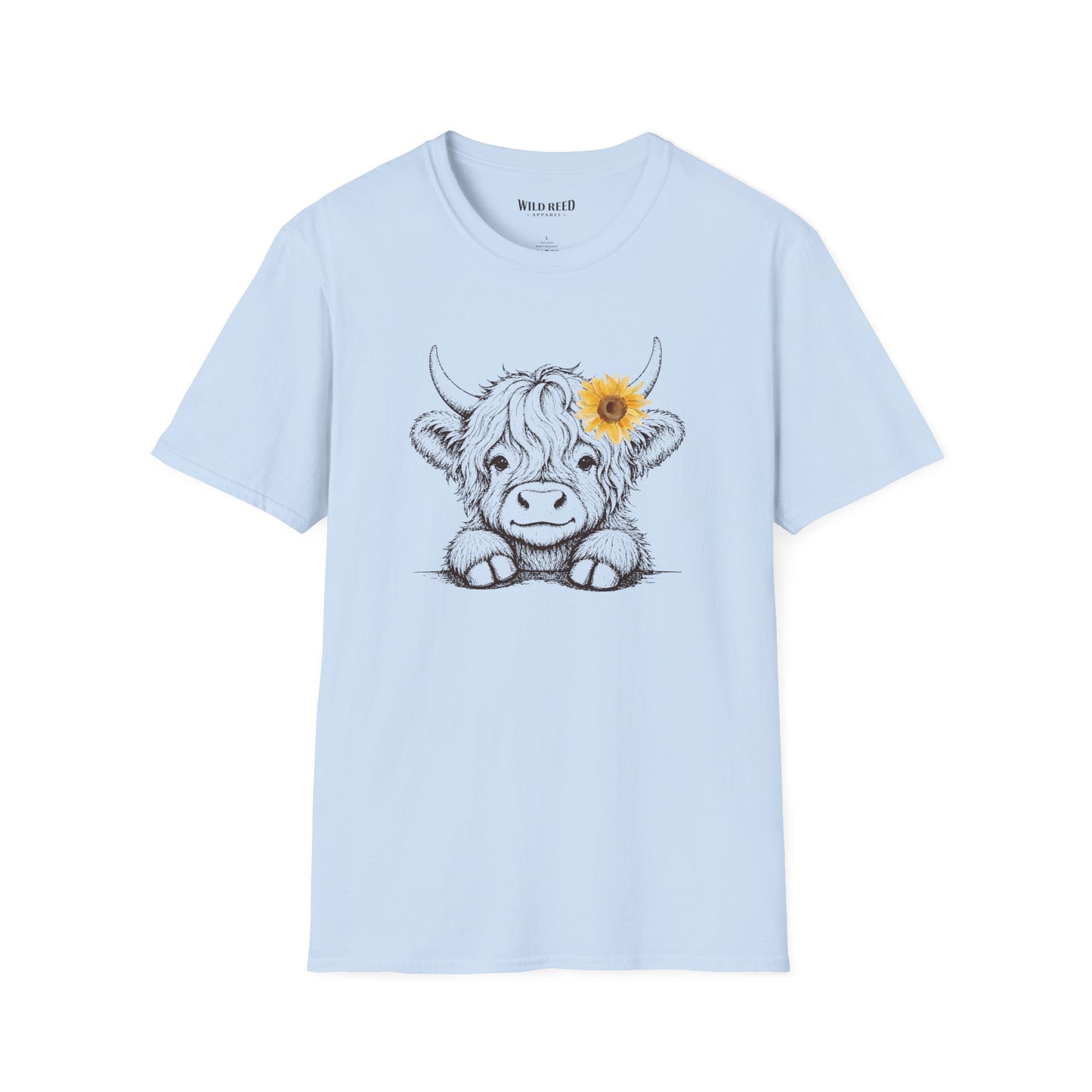 Baby Highland Cow Sunflower Graphic Tee | Cute Farmhouse Cow Shirt | Wild Reed Apparel