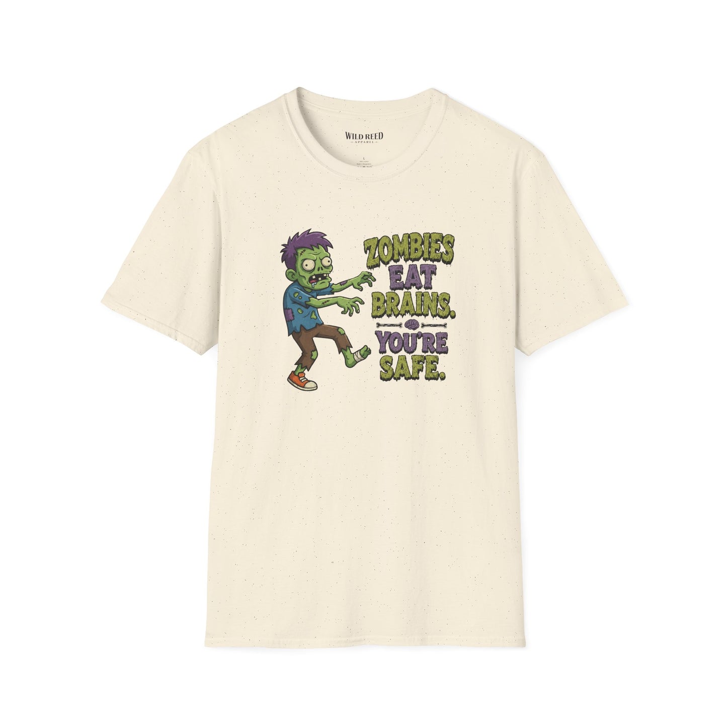 Zombies Eat Brains You’re Safe Funny Zombie Graphic Tee