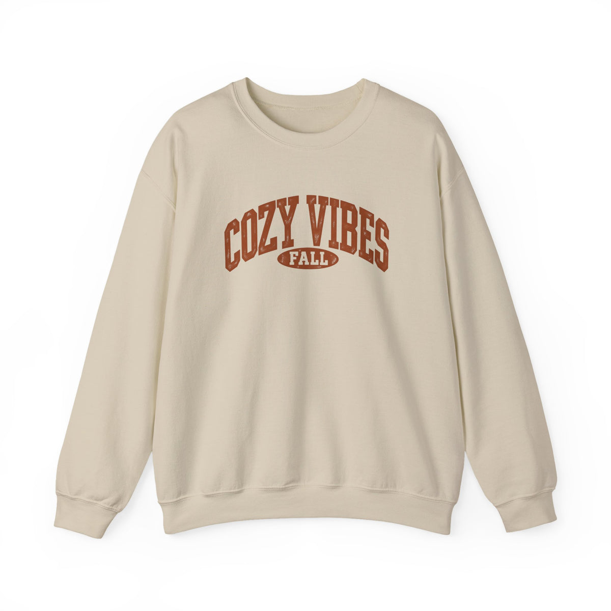 Cozy Vibes Fall Crewneck Sweatshirt | Vintage Collegiate Autumn Graphic