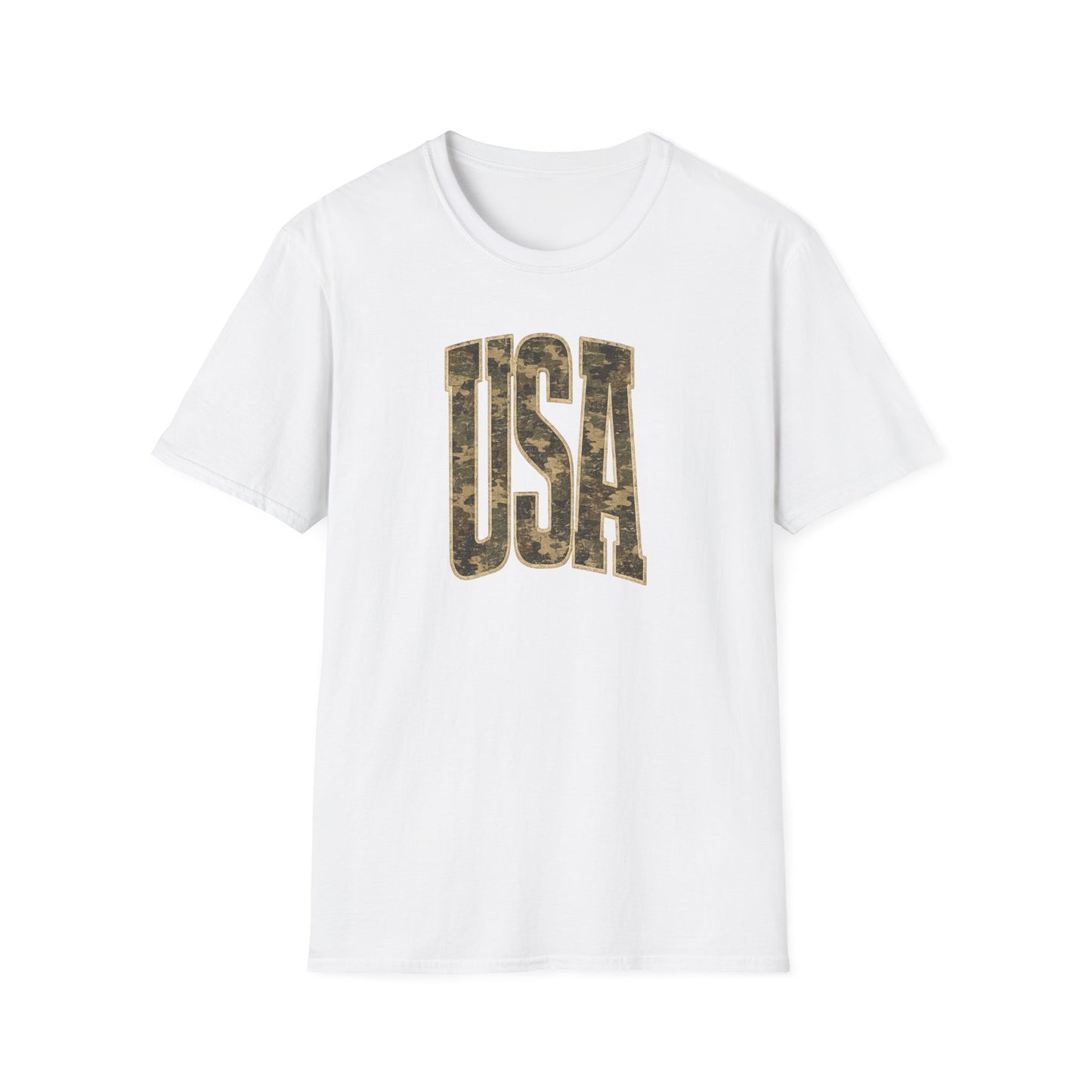 USA Vintage Camo Graphic T-Shirt | Patriotic Distressed USA Tee | Softstyle Unisex Shirt