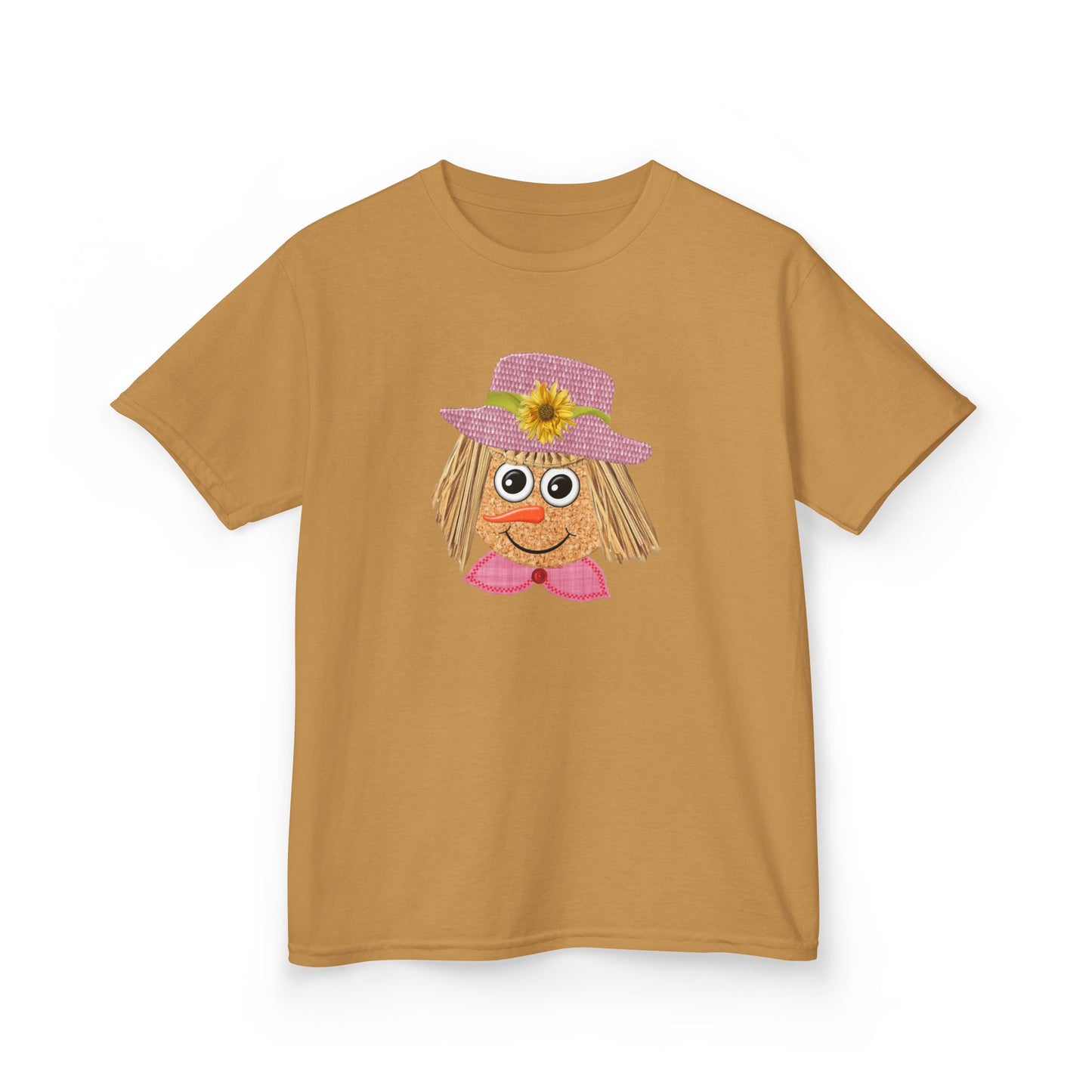 Cute Scarecrow Girl Youth T-Shirt | Adorable Fall & Thanksgiving Graphic Tee for Kids