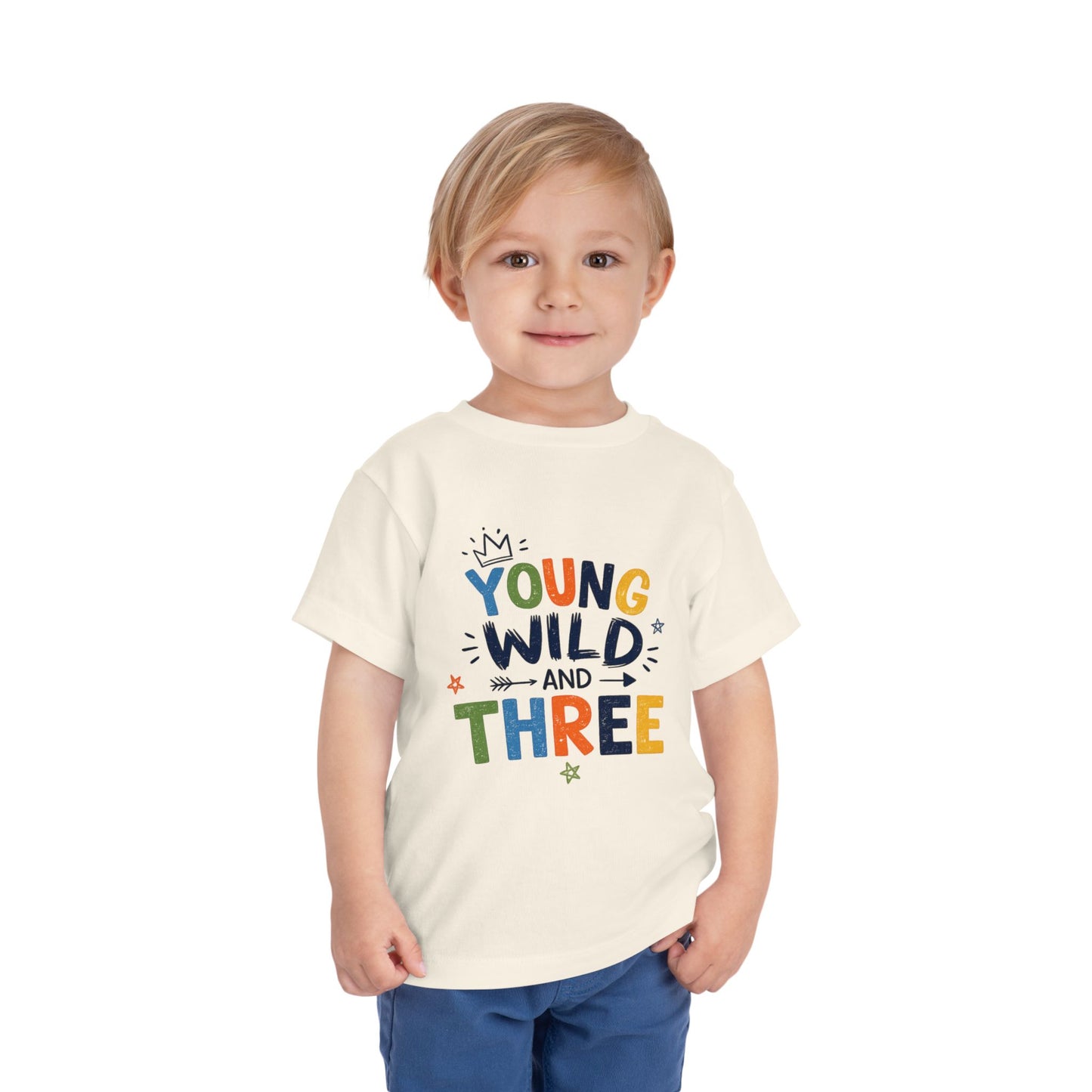 Young Wild and Three Birthday Shirt for Boys | Blue Third Birthday Tee