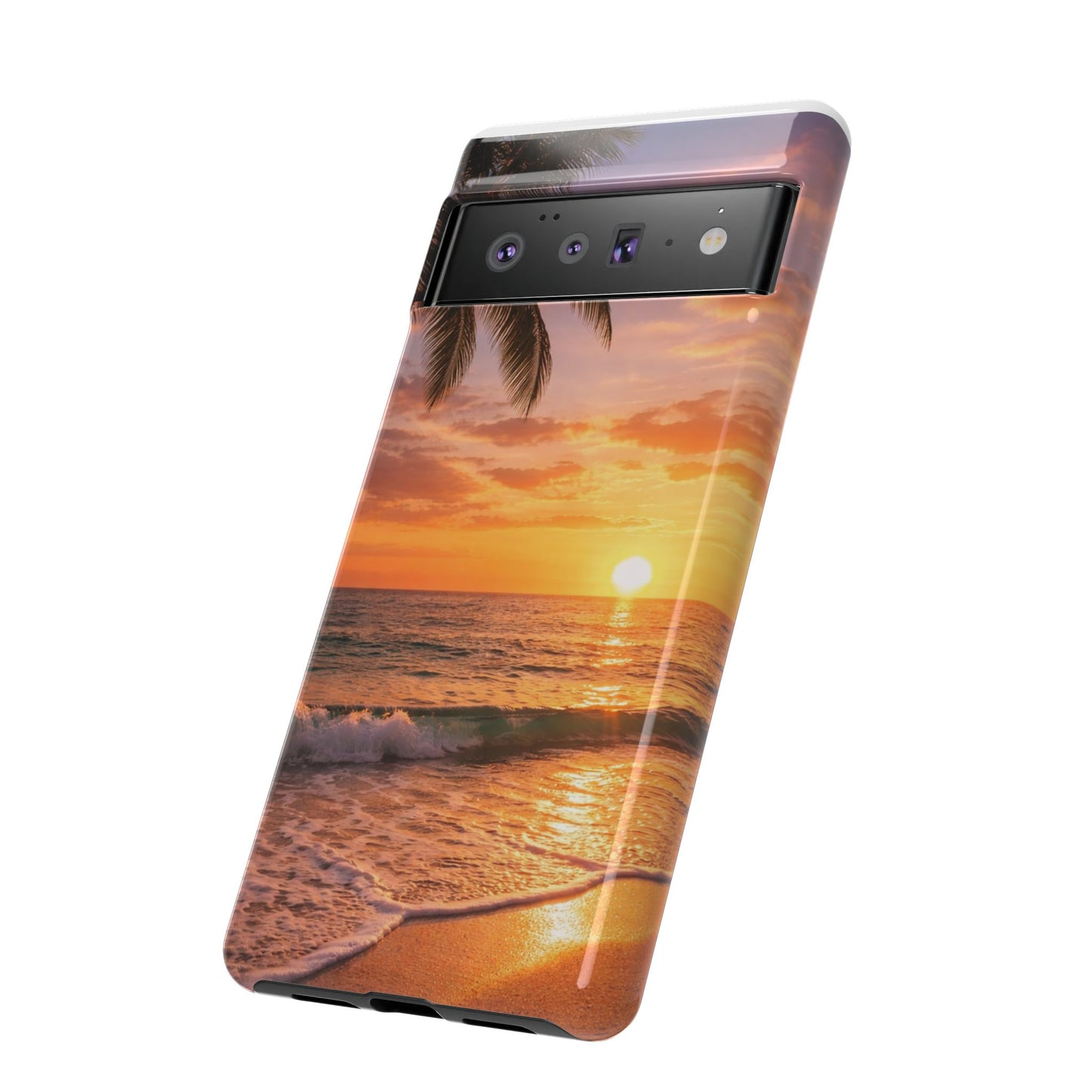 Golden Hour Beach Case — Tropical Palm Sunset Protective Case