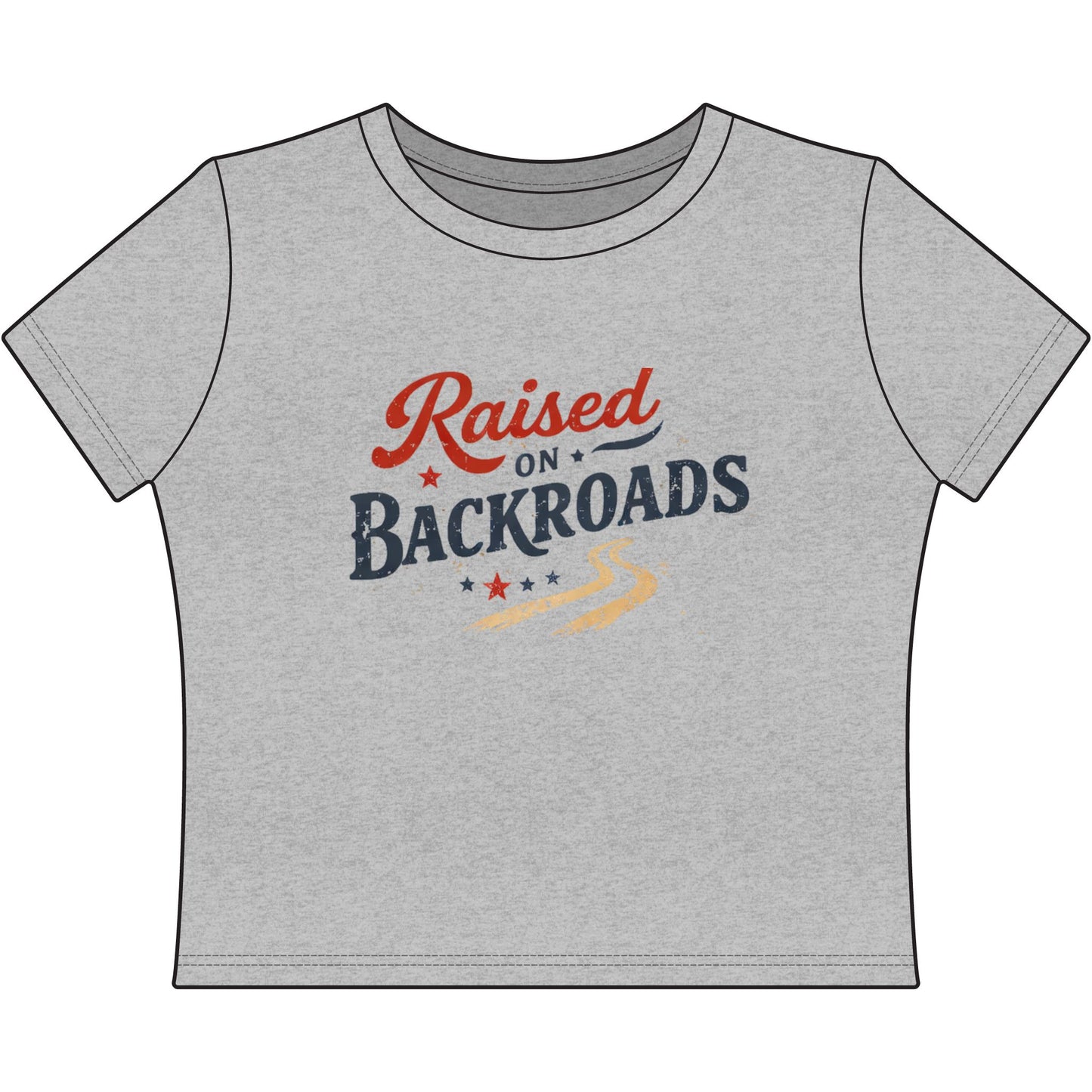 Raised on Backroads Cropped Tee • Americana Graphic Baby Tee • Country Roads Shirt for Women