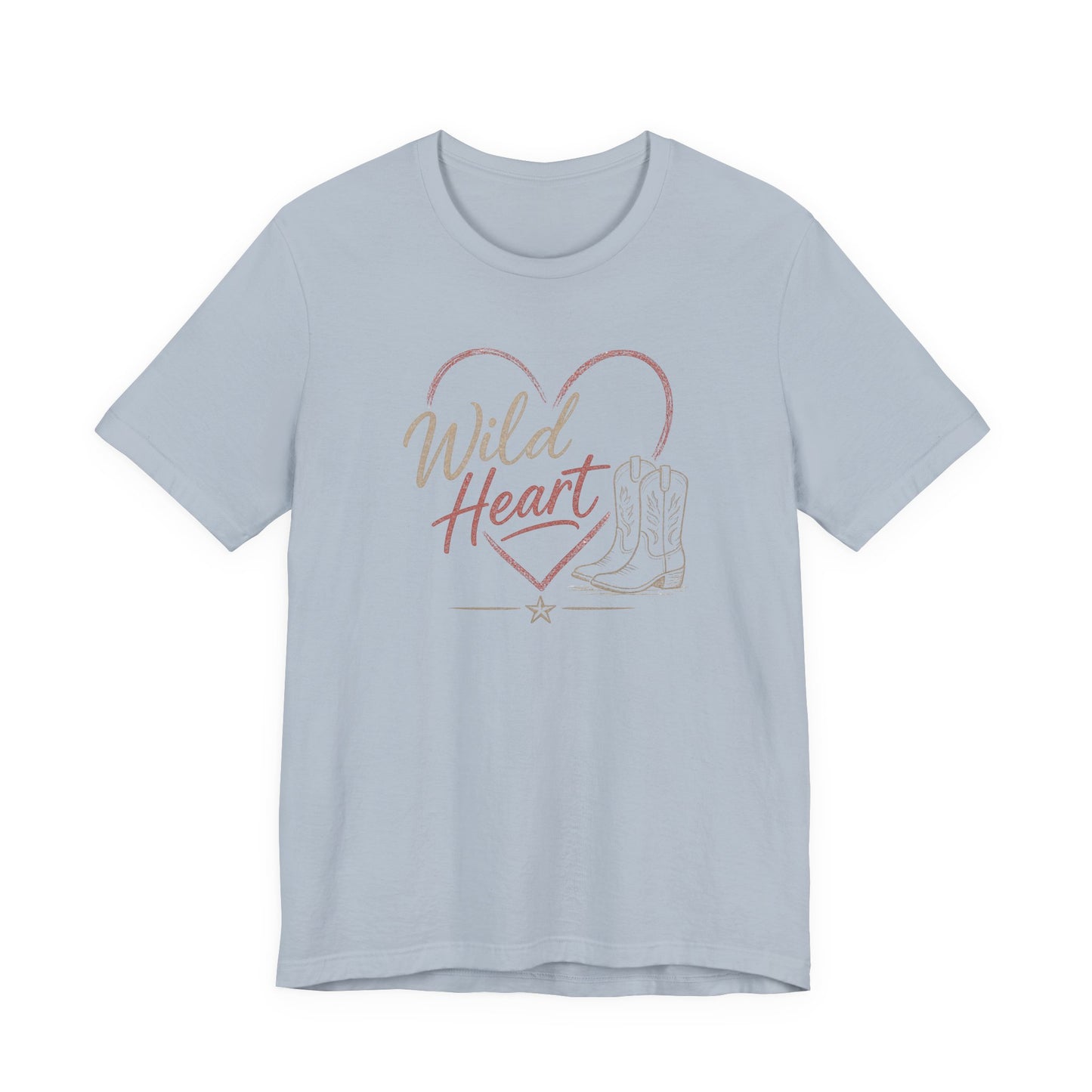Wild Heart western graphic tee on light blue shirt