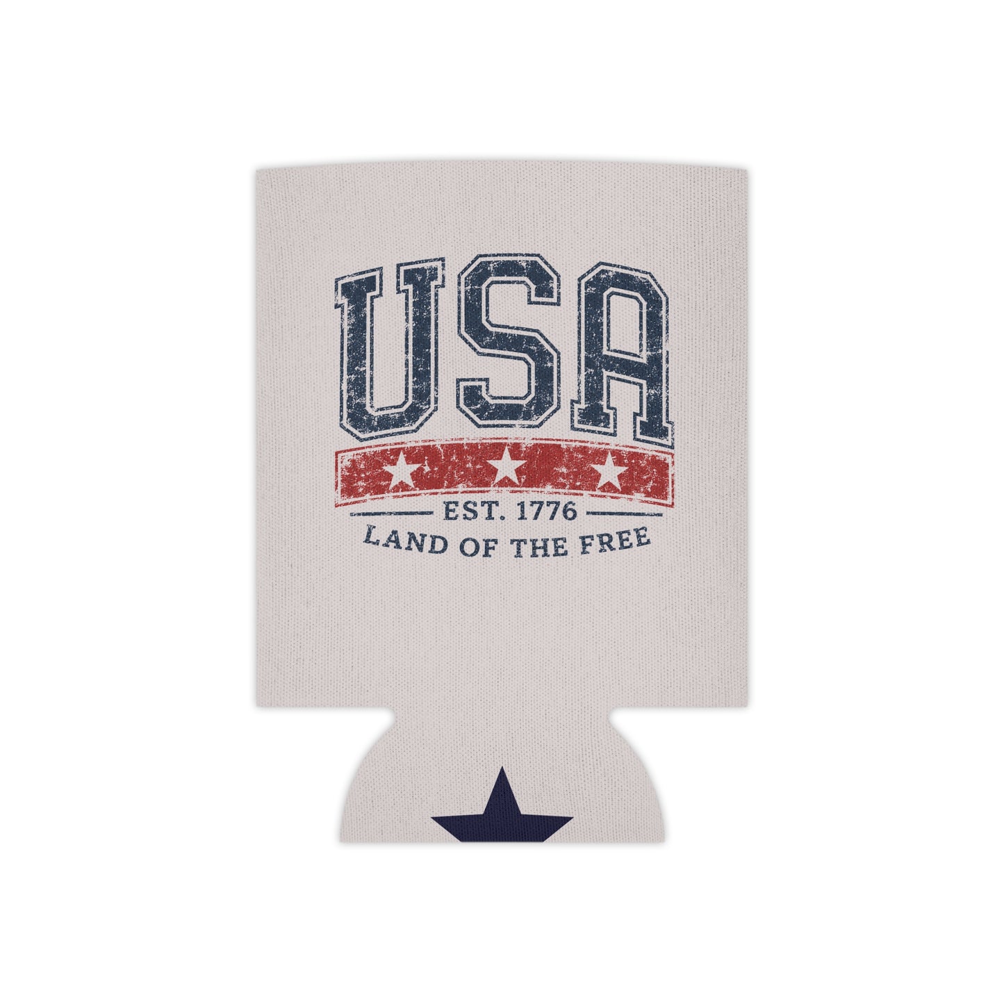 Vintage USA Patriotic Can Cooler Sleeve – Est. 1776 Americana Drink Koozie