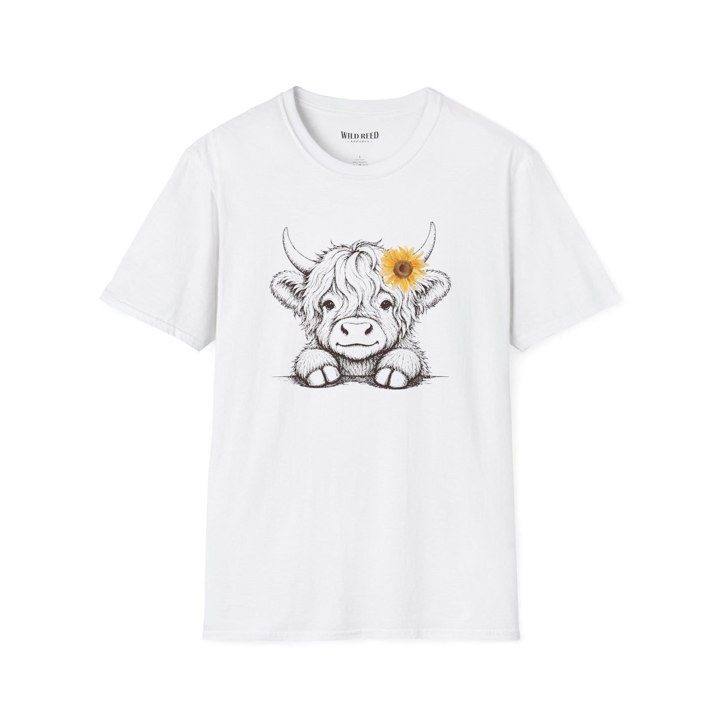 Baby Highland Cow Sunflower Graphic Tee | Cute Farmhouse Cow Shirt | Wild Reed Apparel