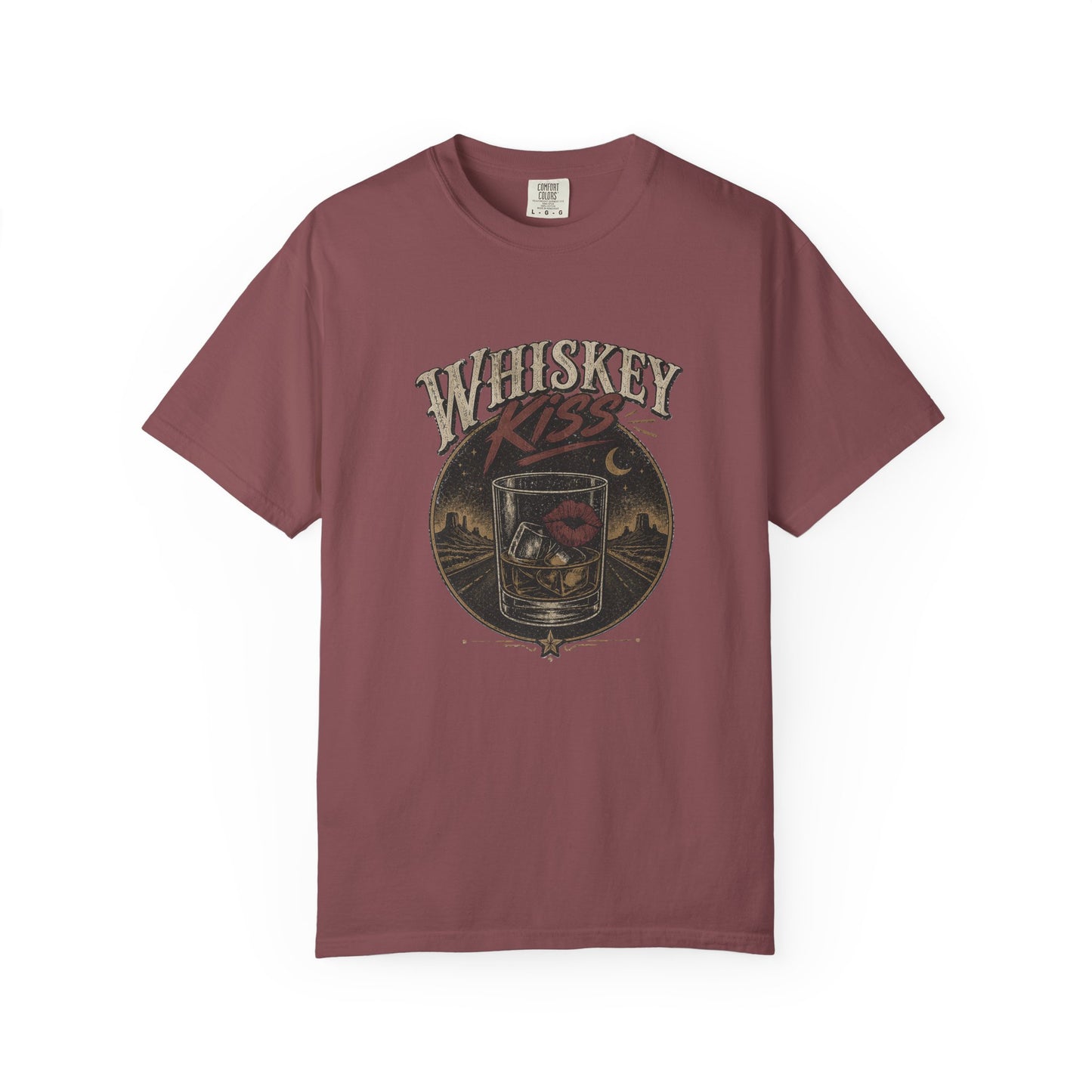 Whiskey Kiss Vintage Graphic T-Shirt – Distressed Retro UnisexTee