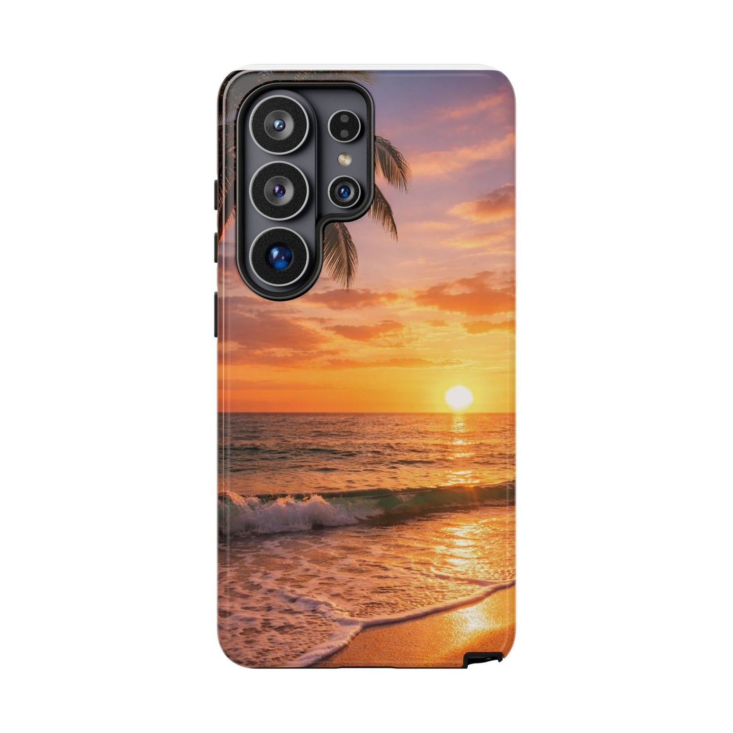 Golden Hour Beach Case — Tropical Palm Sunset Protective Case