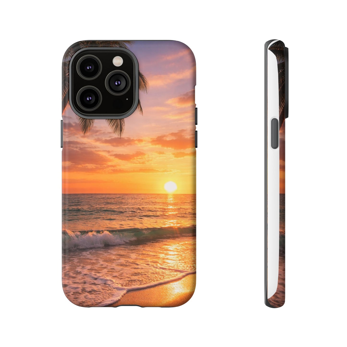 Golden Hour Beach Case — Tropical Palm Sunset Protective Case