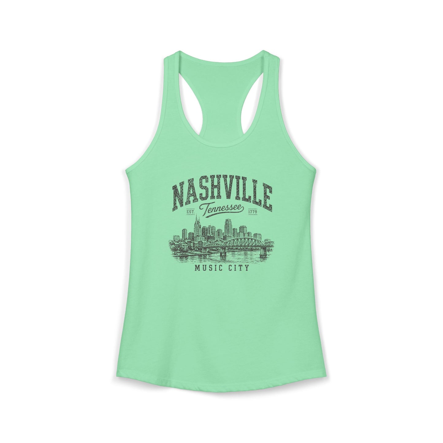 Wild Reed Apparel Nashville Tennessee Tank Top | Music City Vintage Graphic Racerback Tank