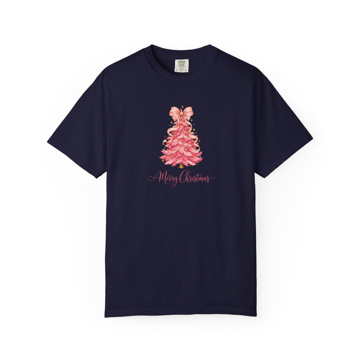 Pink Christmas Tree Graphic Tee | Merry Christmas Comfort Colors Shirt