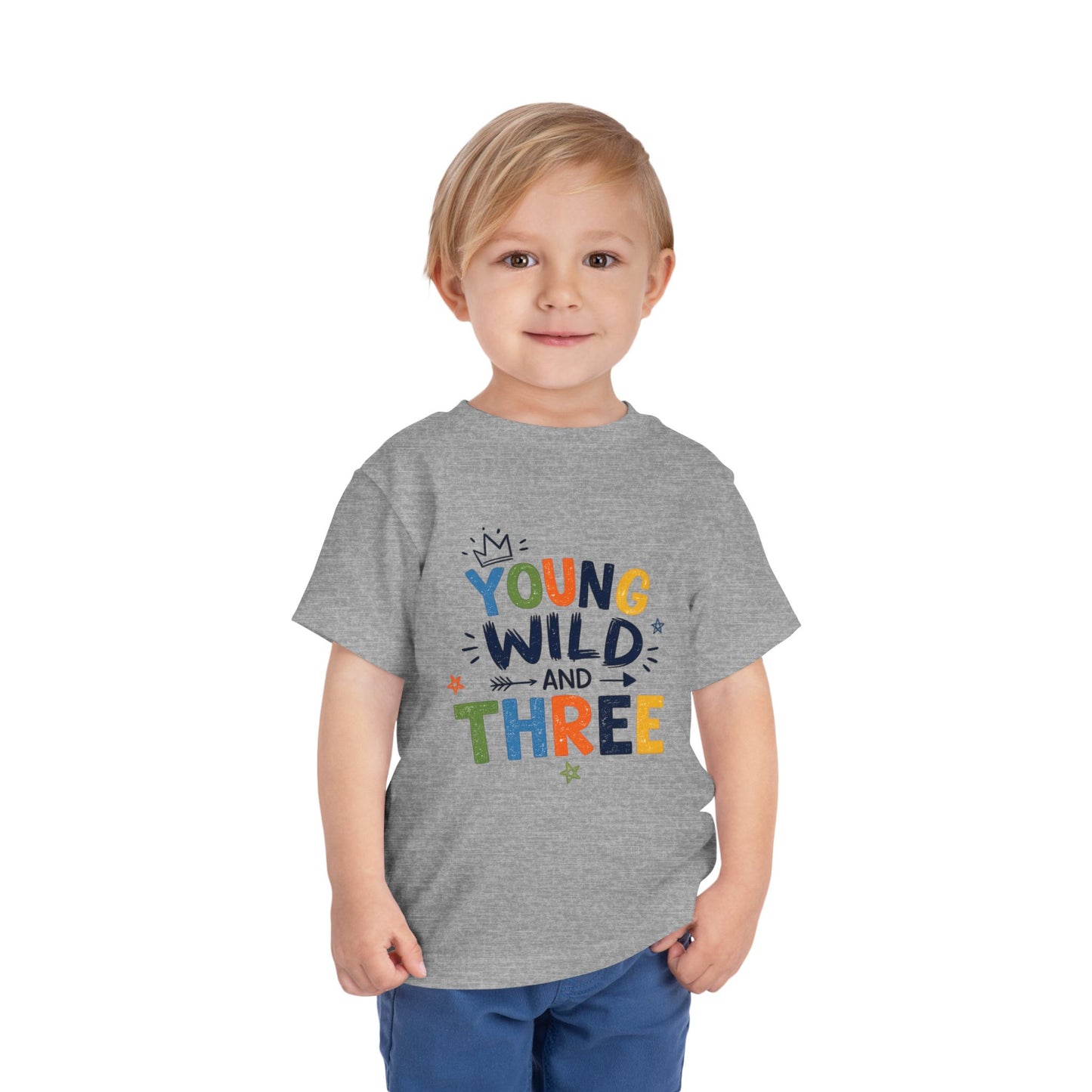 Young Wild and Three Birthday Shirt for Boys | Blue Third Birthday Tee
