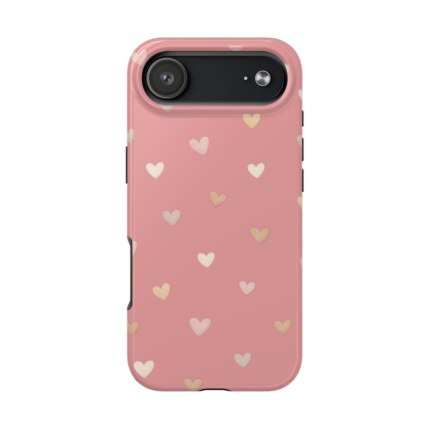 Neutrale Mini-Herzen Handyhülle – Roséfarbenes Ästhetik-Design
