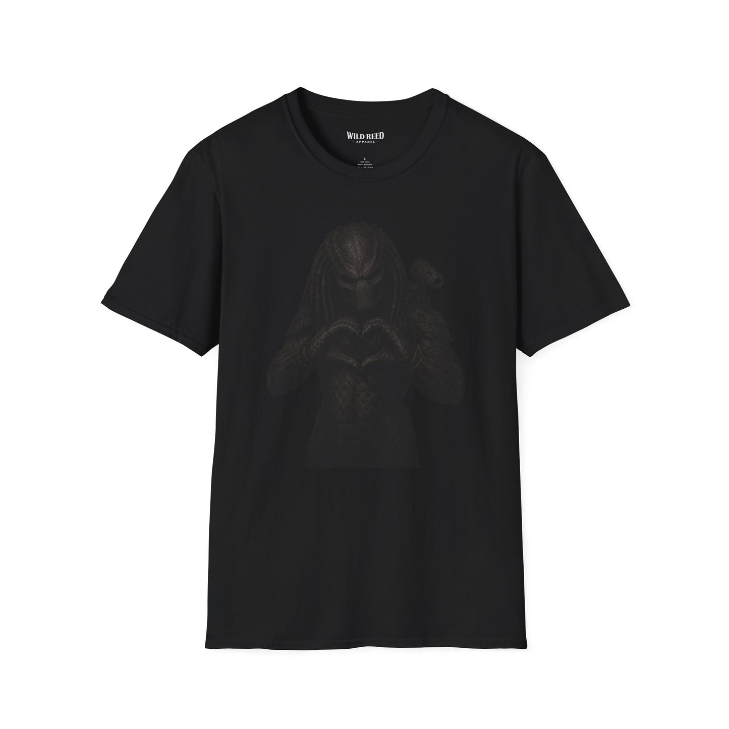 Alien Hunter Heart Hands Stealth Black-on-Black Graphic Tee