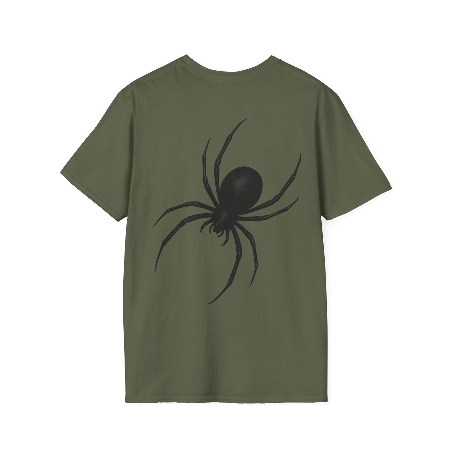 Black Spider T-Shirt – Stealth Halloween Front and Back Graphic Tee