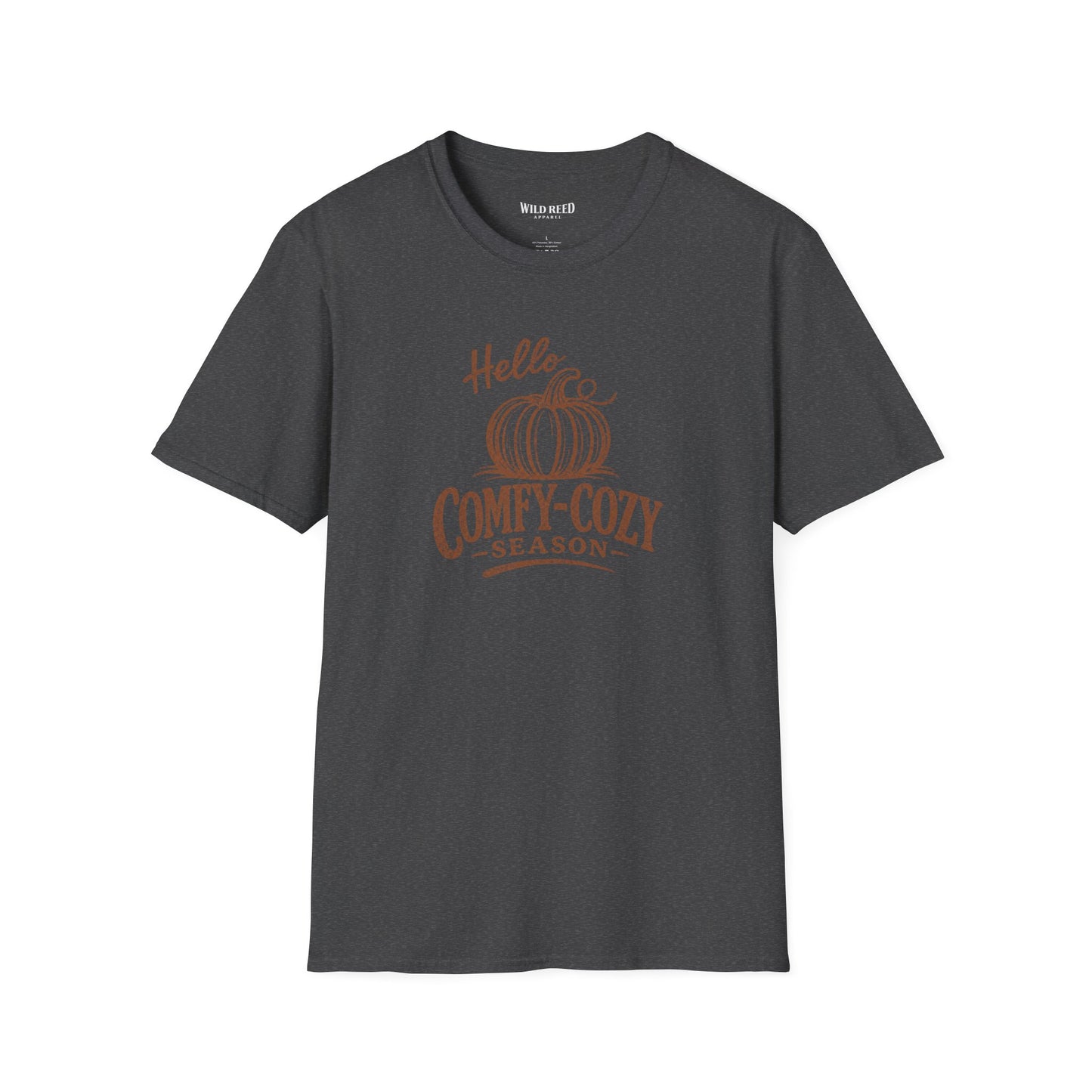 Hello Comfy-Cozy Season Vintage Pumpkin T-Shirt | Cozy Fall Graphic Tee | Autumn Shirt