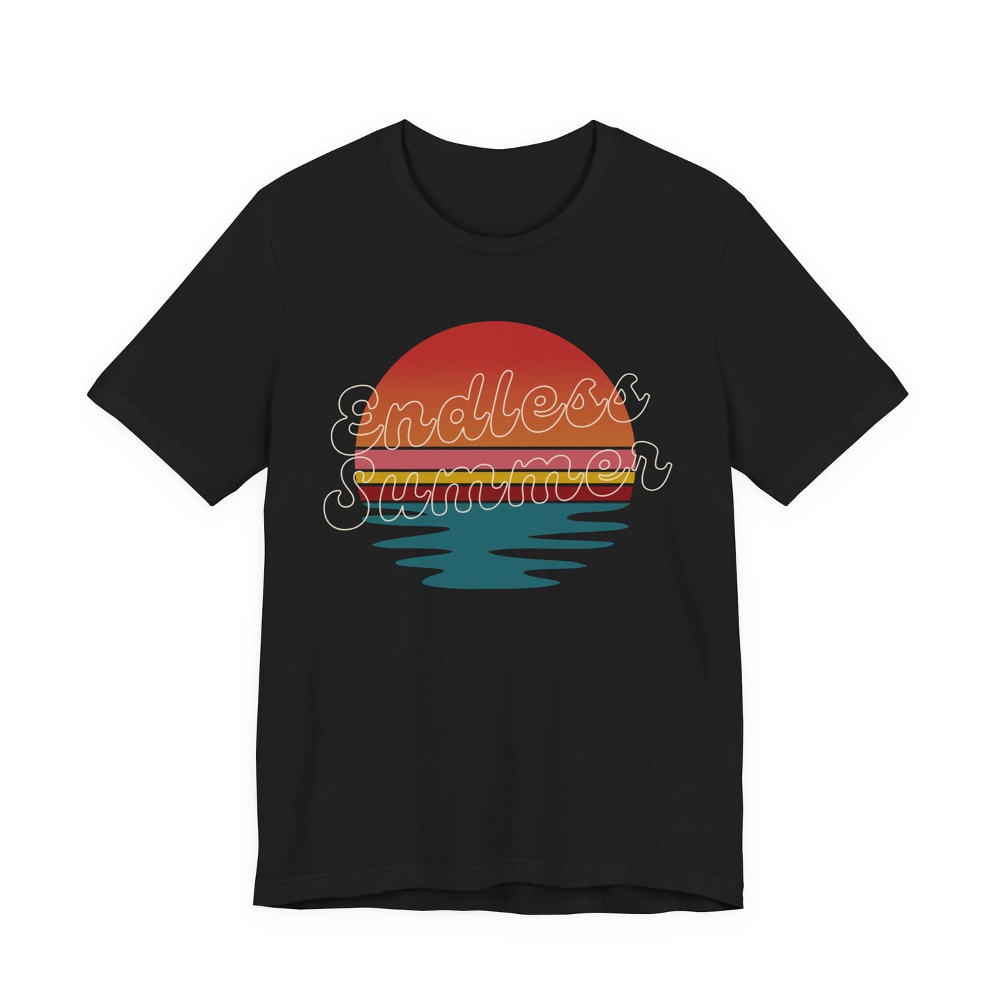 Endless Summer Shirt, Beach Graphic Tee, Coastal Summer Shirt, Retro Sunset T-Shirt, Urlaub Outfit, Bella+Canvas 3001 Shirt, Unisex T-Shirt