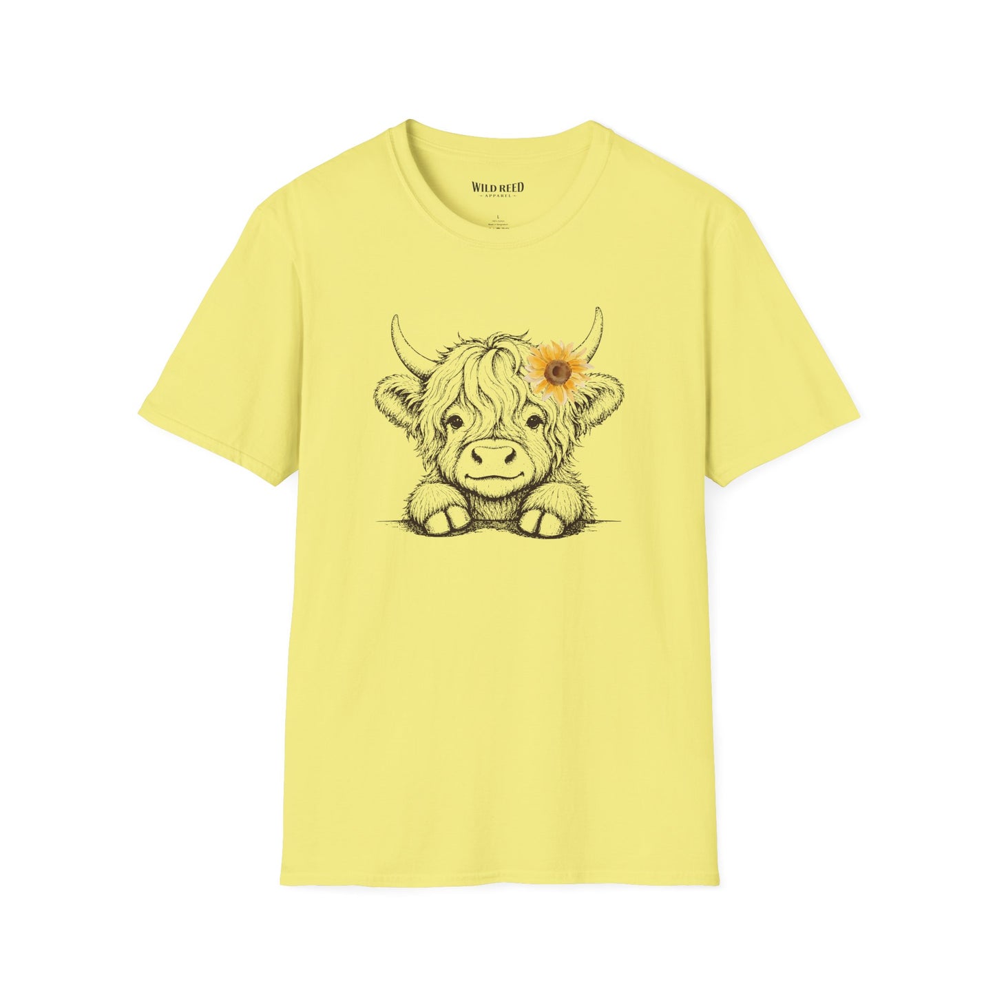Baby Highland Cow Sunflower Graphic Tee | Cute Farmhouse Cow Shirt | Wild Reed Apparel