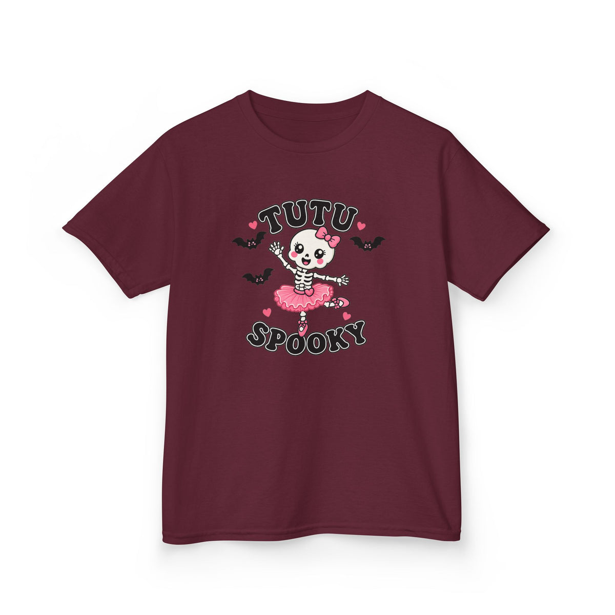 Tutu Spooky Kids Halloween T-Shirt | Cute Skeleton Ballerina Shirt | Girls Pink Halloween Tee