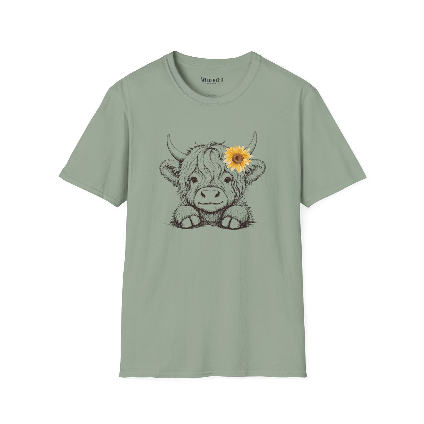 Baby Highland Cow Sunflower Graphic Tee | Cute Farmhouse Cow Shirt | Wild Reed Apparel