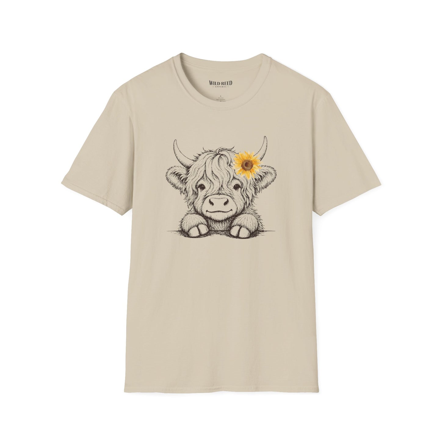 Baby Highland Cow Sunflower Graphic Tee | Cute Farmhouse Cow Shirt | Wild Reed Apparel