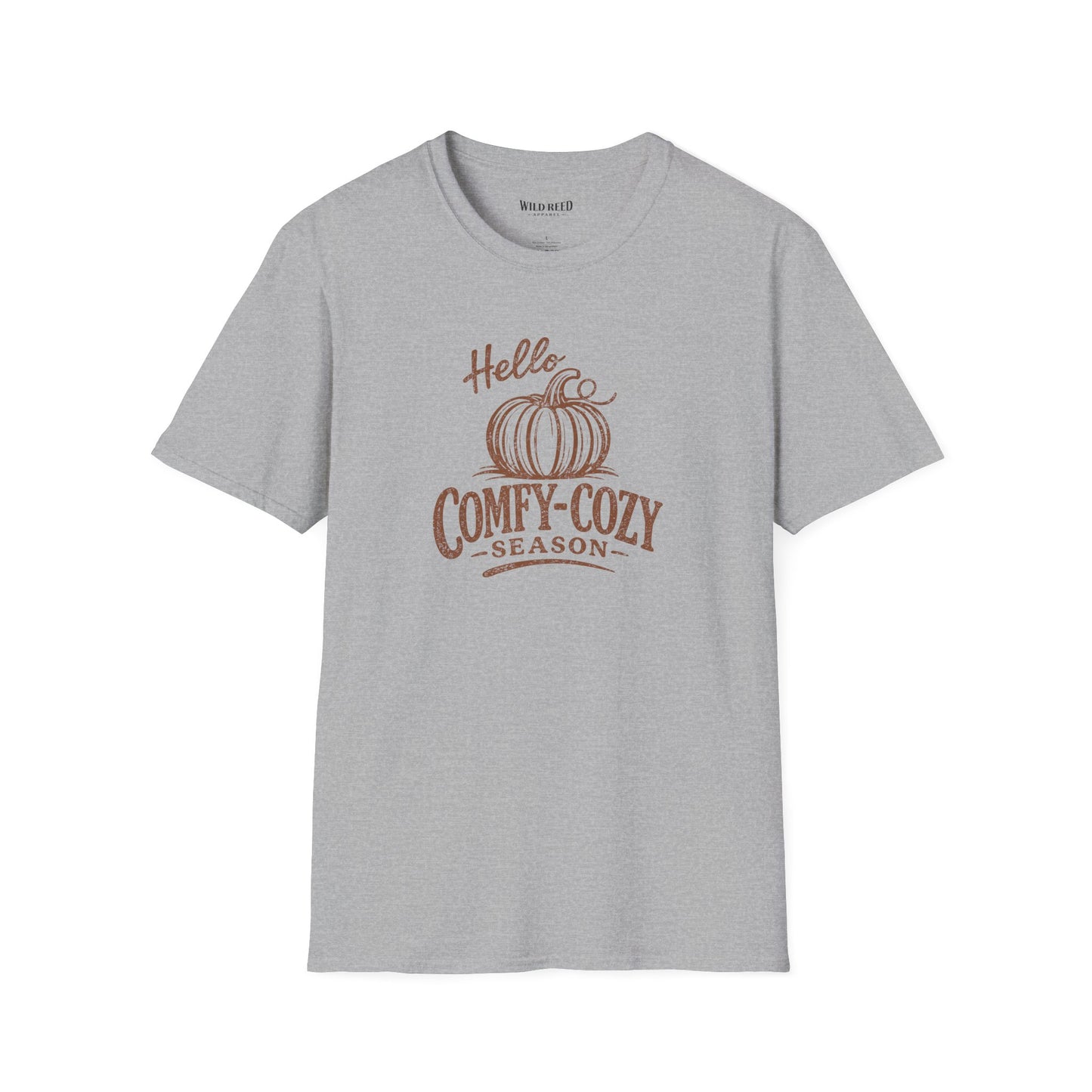 Hello Comfy-Cozy Season Vintage Pumpkin T-Shirt | Cozy Fall Graphic Tee | Autumn Shirt