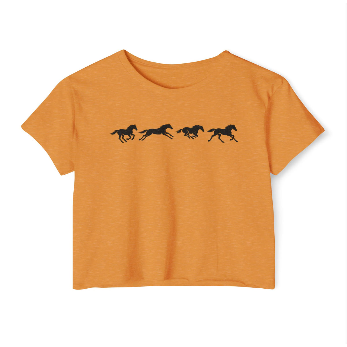 Running Horses Vintage Western Crop Top