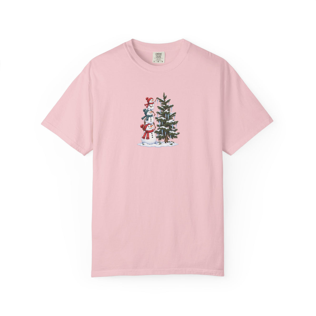 Snowmen Decorating Christmas Tree Graphic Tee | Cute Holiday Shirt