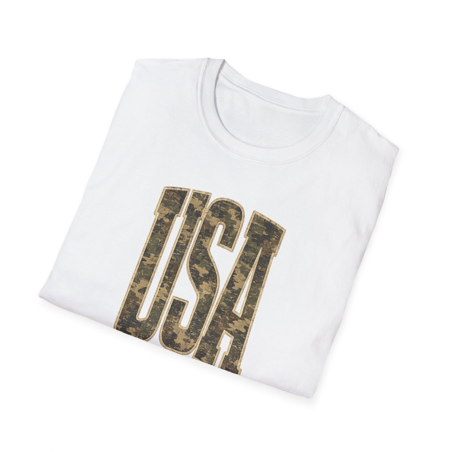 USA Vintage Camo Graphic T-Shirt | Patriotic Distressed USA Tee | Softstyle Unisex Shirt