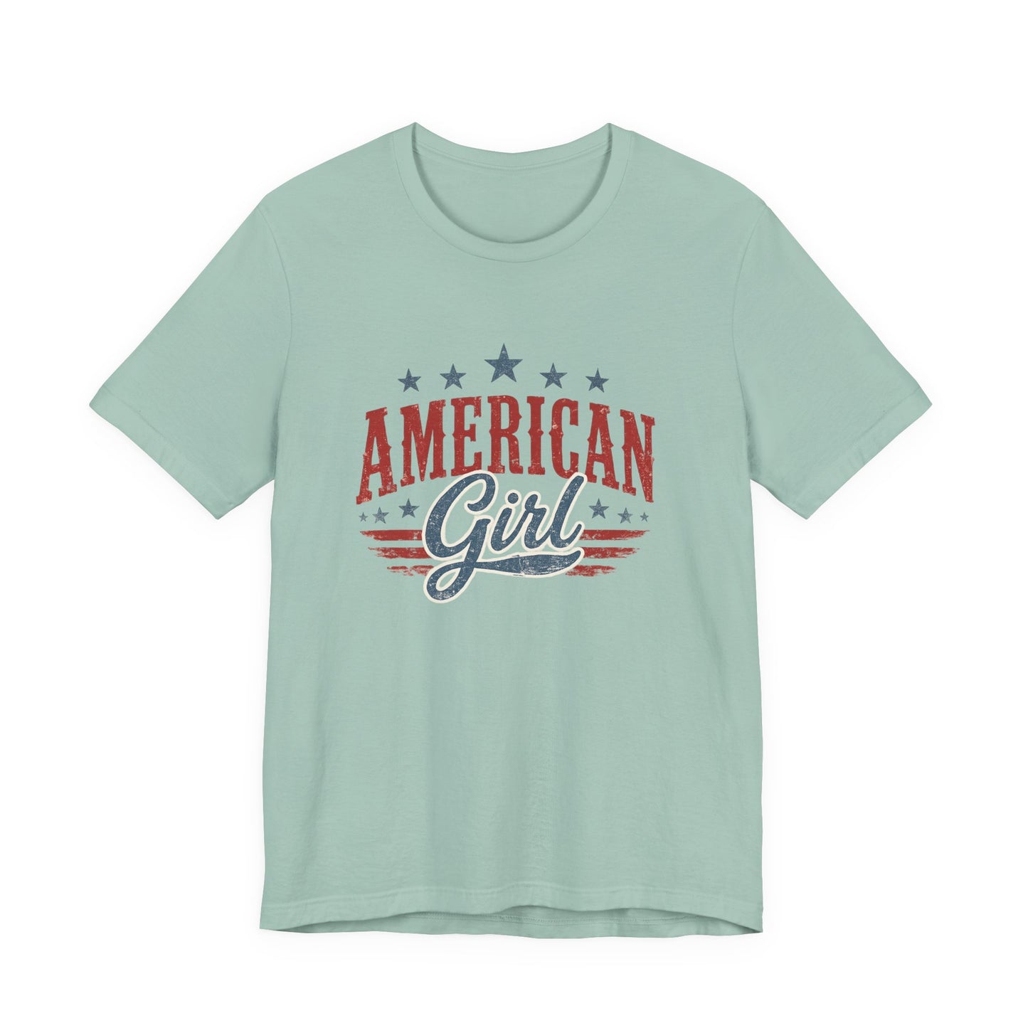 American Girl Graphic Tee • Patriotic Shirt • Vintage Americana T Shirt • Bella Canvas 3001 • 4th of July Shirt • Country Style Women’s Tee