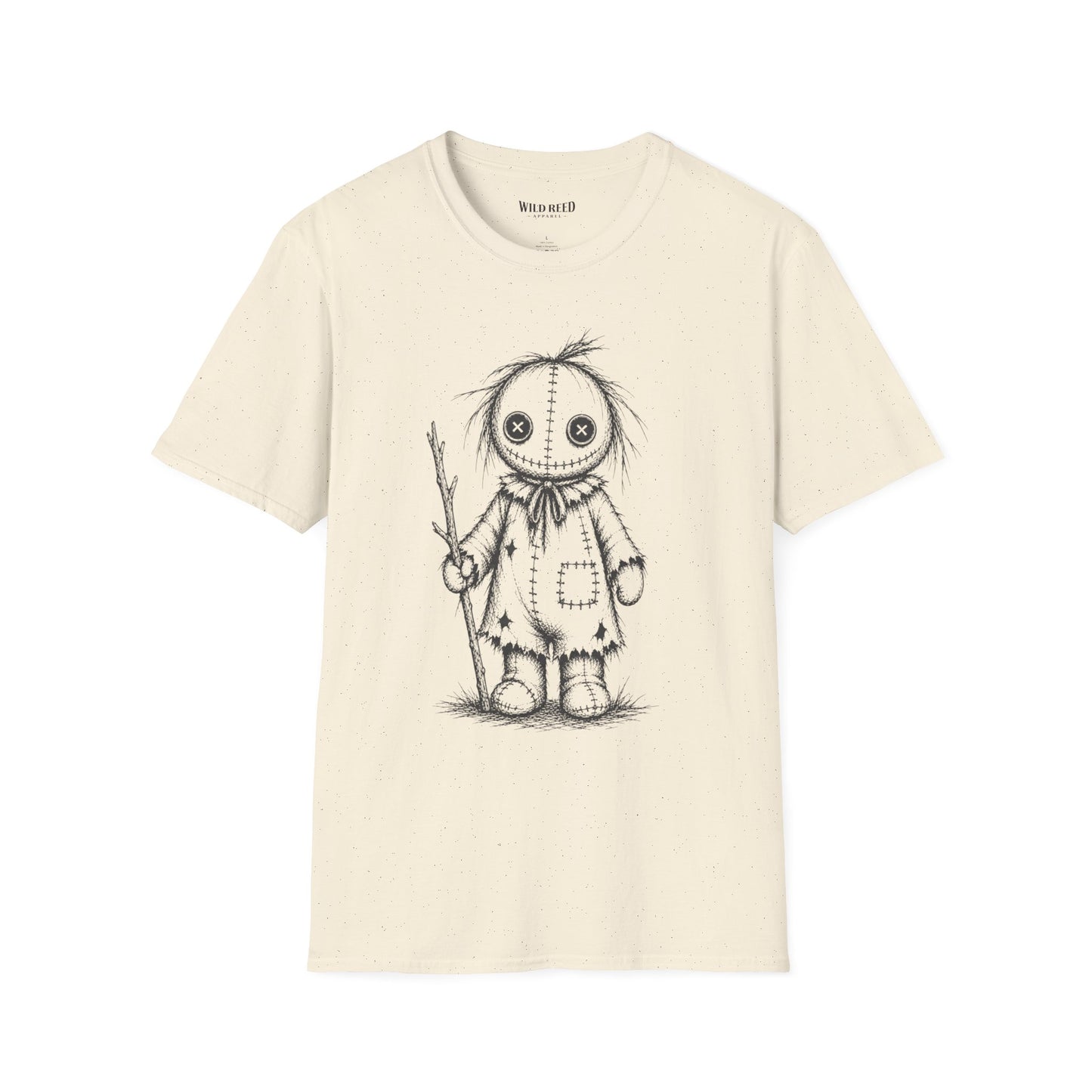 Wild Reed Apparel Creepy Ragdoll Halloween Shirt | Vintage Scarecrow Graphic Tee | Spooky Season Unisex T-Shirt