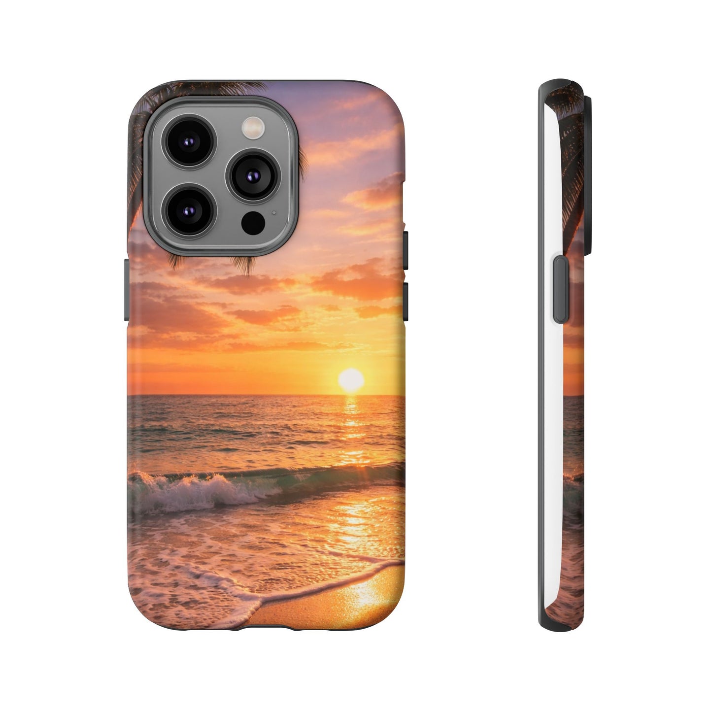 Golden Hour Beach Case — Tropical Palm Sunset Protective Case