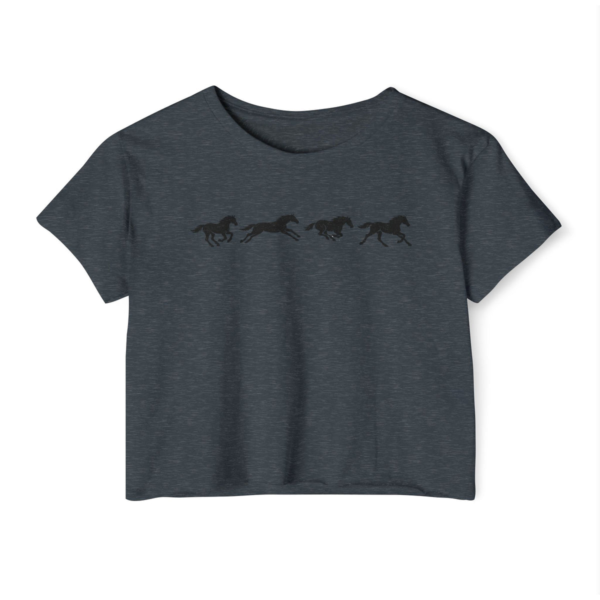 Running Horses Vintage Western Crop Top