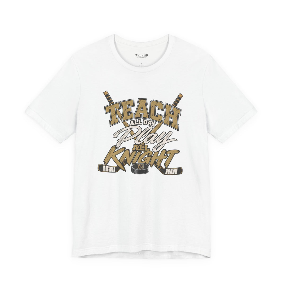 Teach All Day Play All Knight Shirt, Teacher Hockey Tee, Funny Teacher Shirt, Bella Canvas 3001, Teacher Gift, Wild Reed Apparel