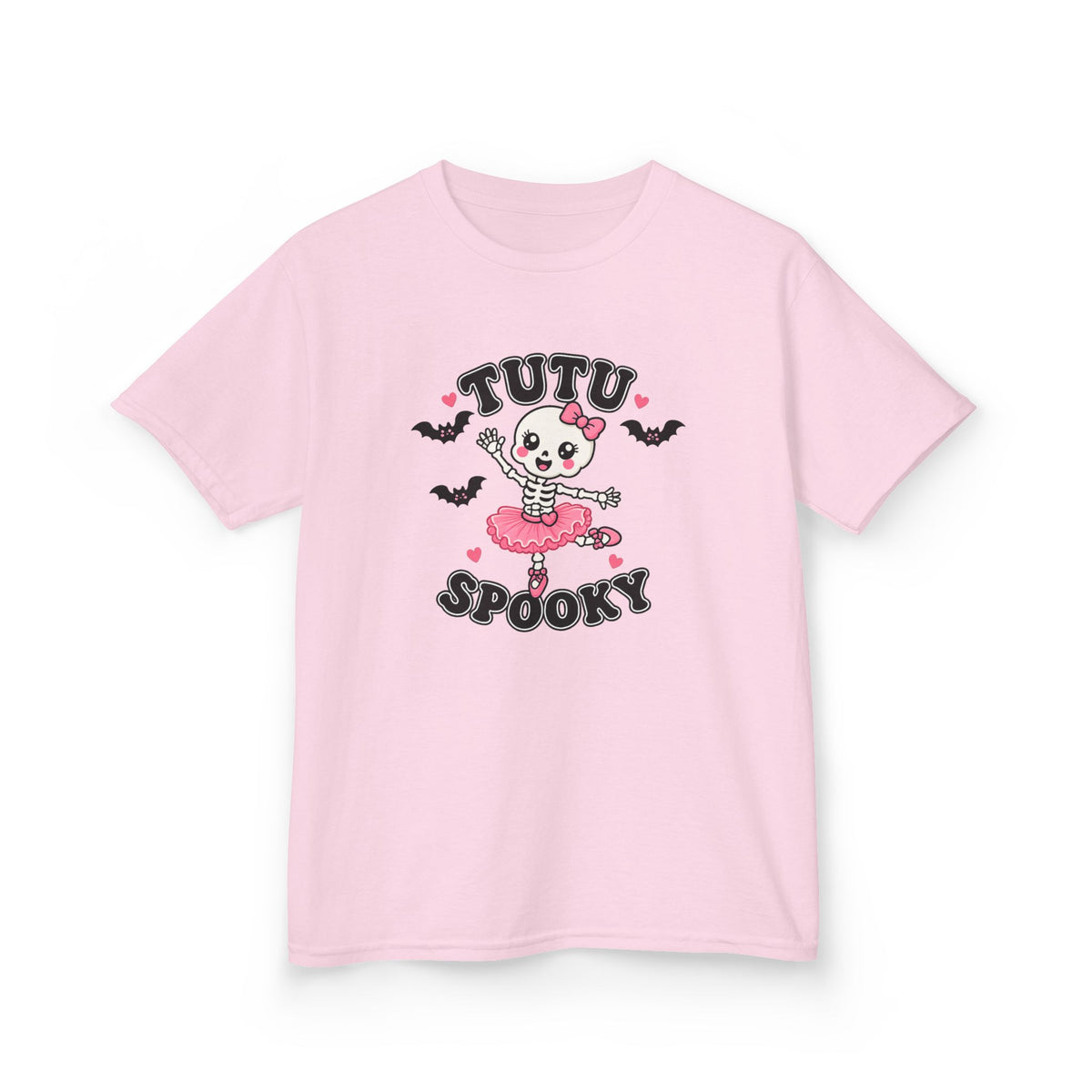 Tutu Spooky Kids Halloween T-Shirt | Cute Skeleton Ballerina Shirt | Girls Pink Halloween Tee