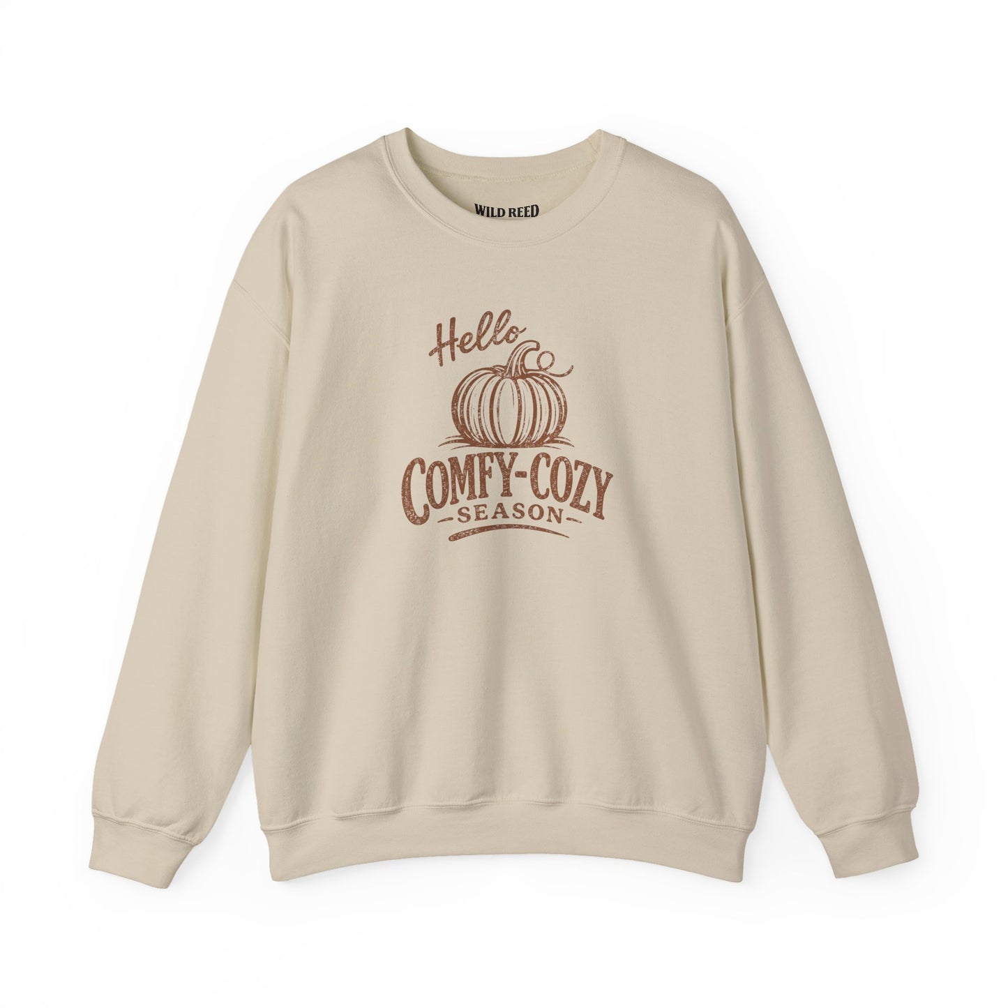 Hello Comfy-Cozy Season Vintage Pumpkin Sweatshirt | Cozy Fall Crewneck | Autumn Graphic Sweatshirt