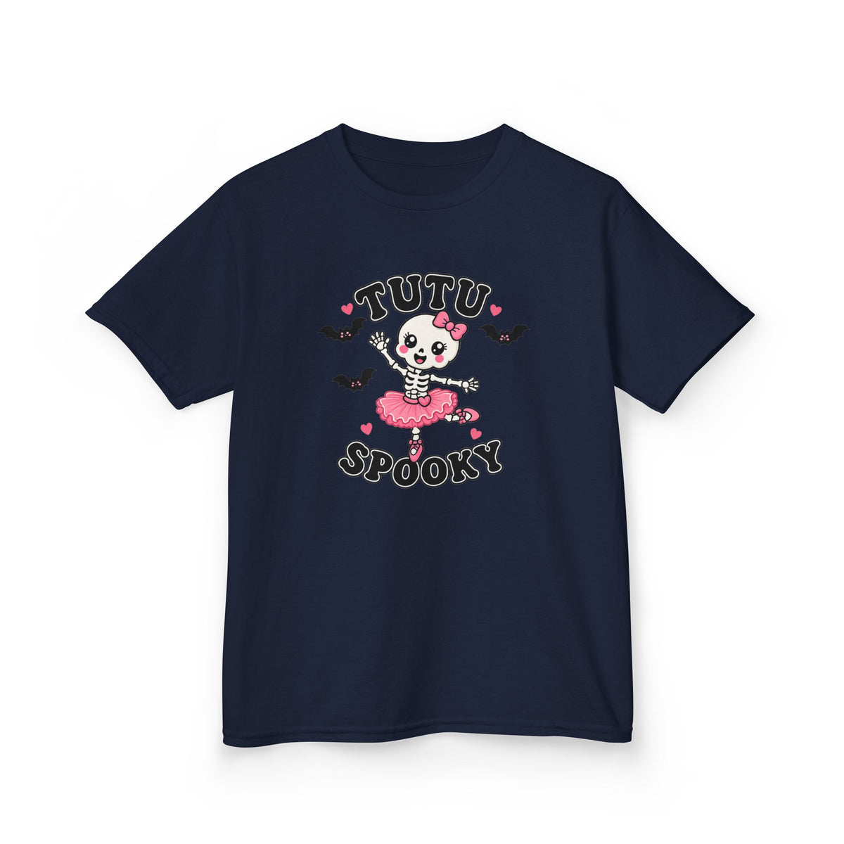 Tutu Spooky Kids Halloween T-Shirt | Cute Skeleton Ballerina Shirt | Girls Pink Halloween Tee