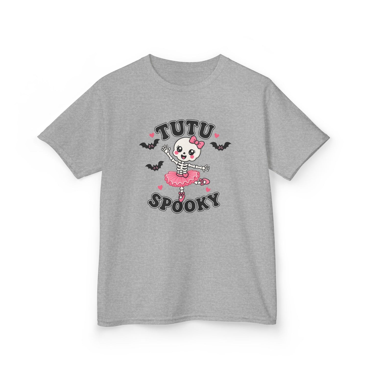 Tutu Spooky Kids Halloween T-Shirt | Cute Skeleton Ballerina Shirt | Girls Pink Halloween Tee
