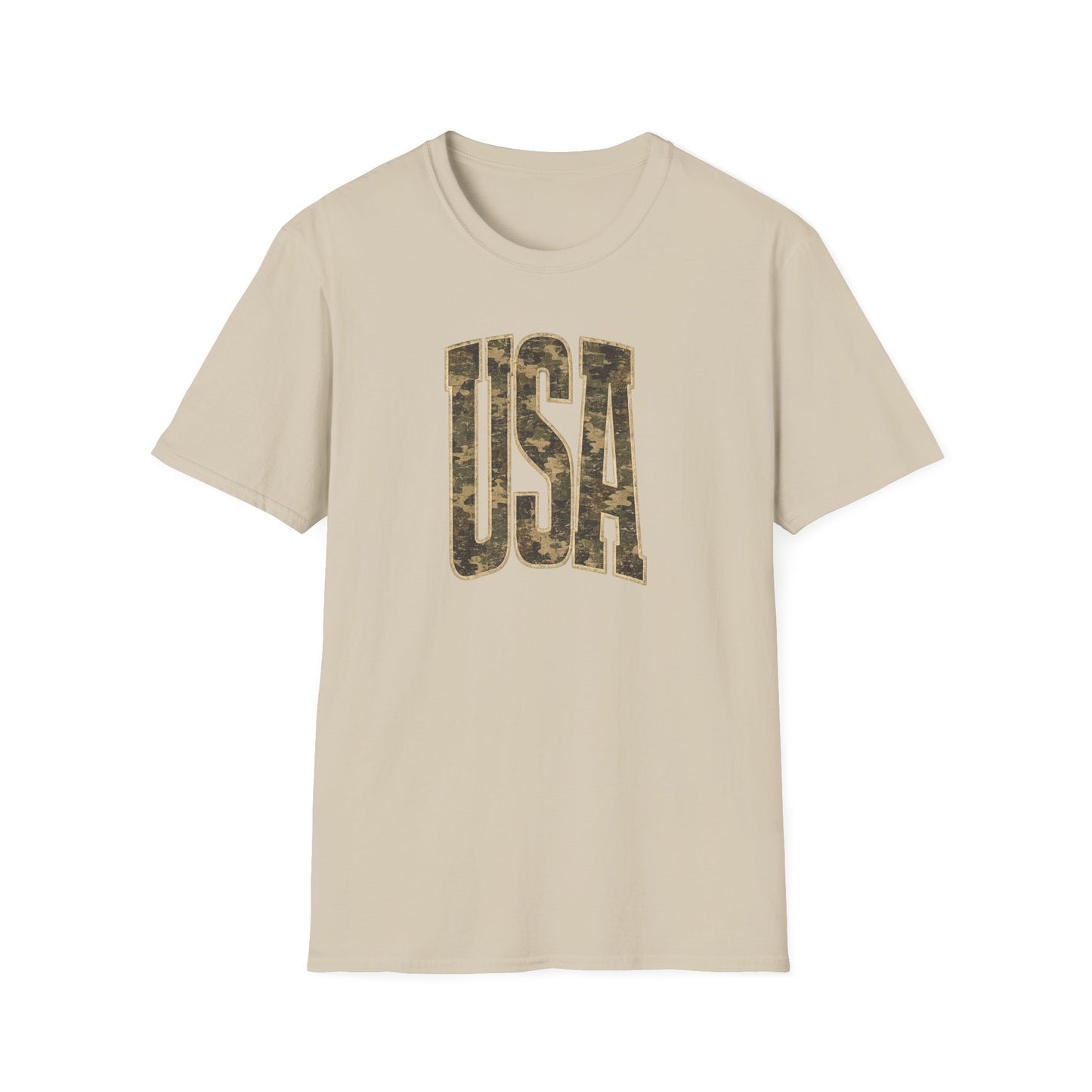USA Vintage Camo Graphic T-Shirt | Patriotic Distressed USA Tee | Softstyle Unisex Shirt