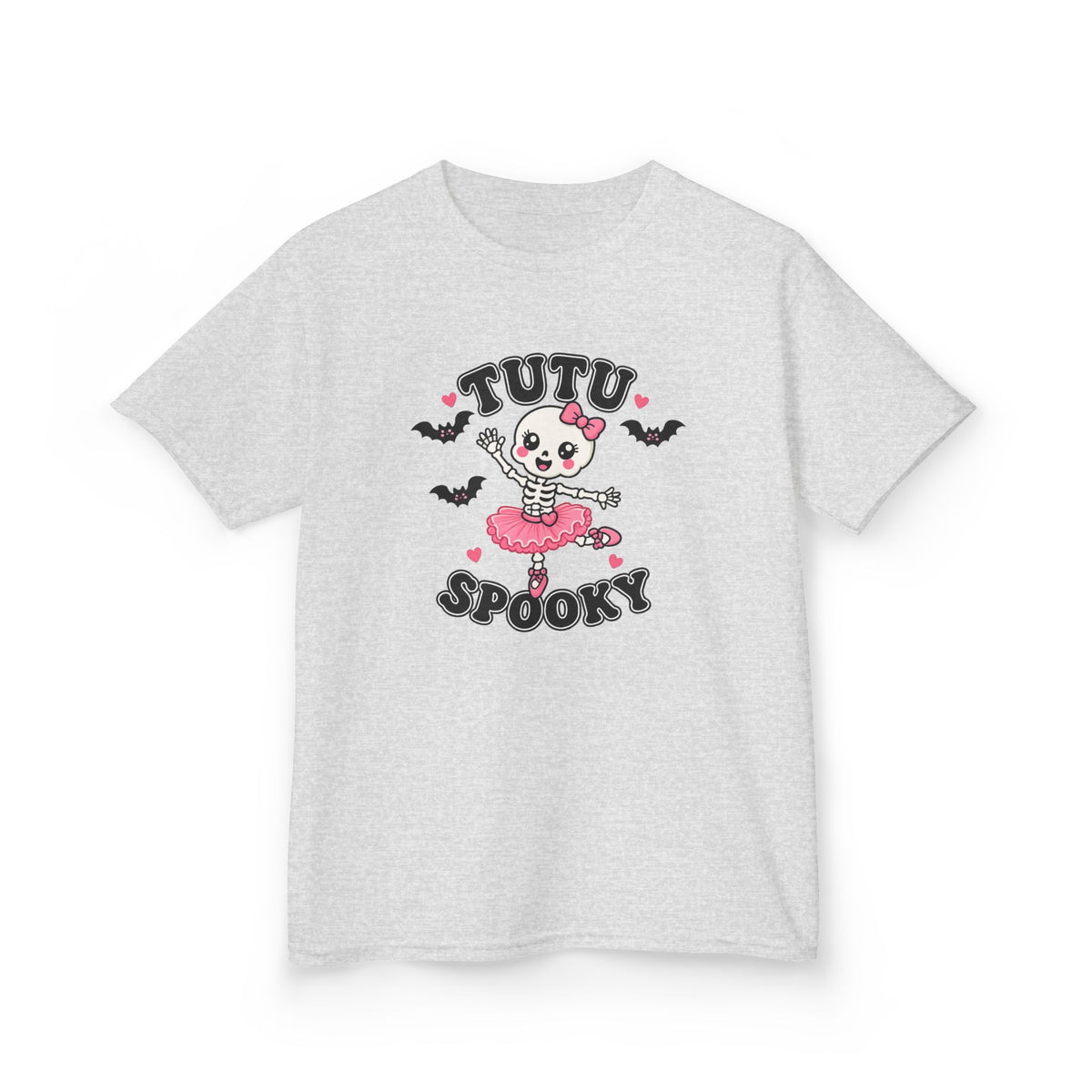 Tutu Spooky Kids Halloween T-Shirt | Cute Skeleton Ballerina Shirt | Girls Pink Halloween Tee