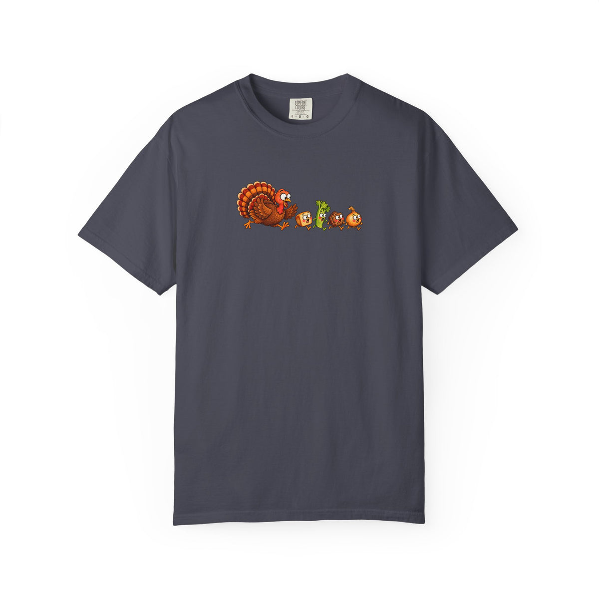 Turkey Chasing Stuffing Thanksgiving Tee | Comfort Colors 1717