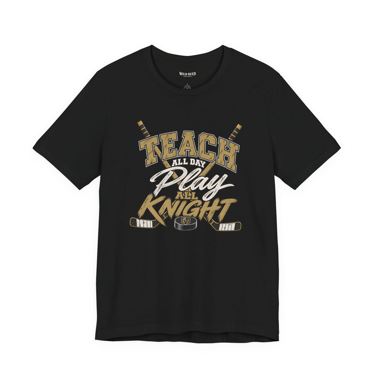 Teach All Day Play All Knight Shirt, Teacher Hockey Tee, Funny Teacher Shirt, Bella Canvas 3001, Teacher Gift, Wild Reed Apparel