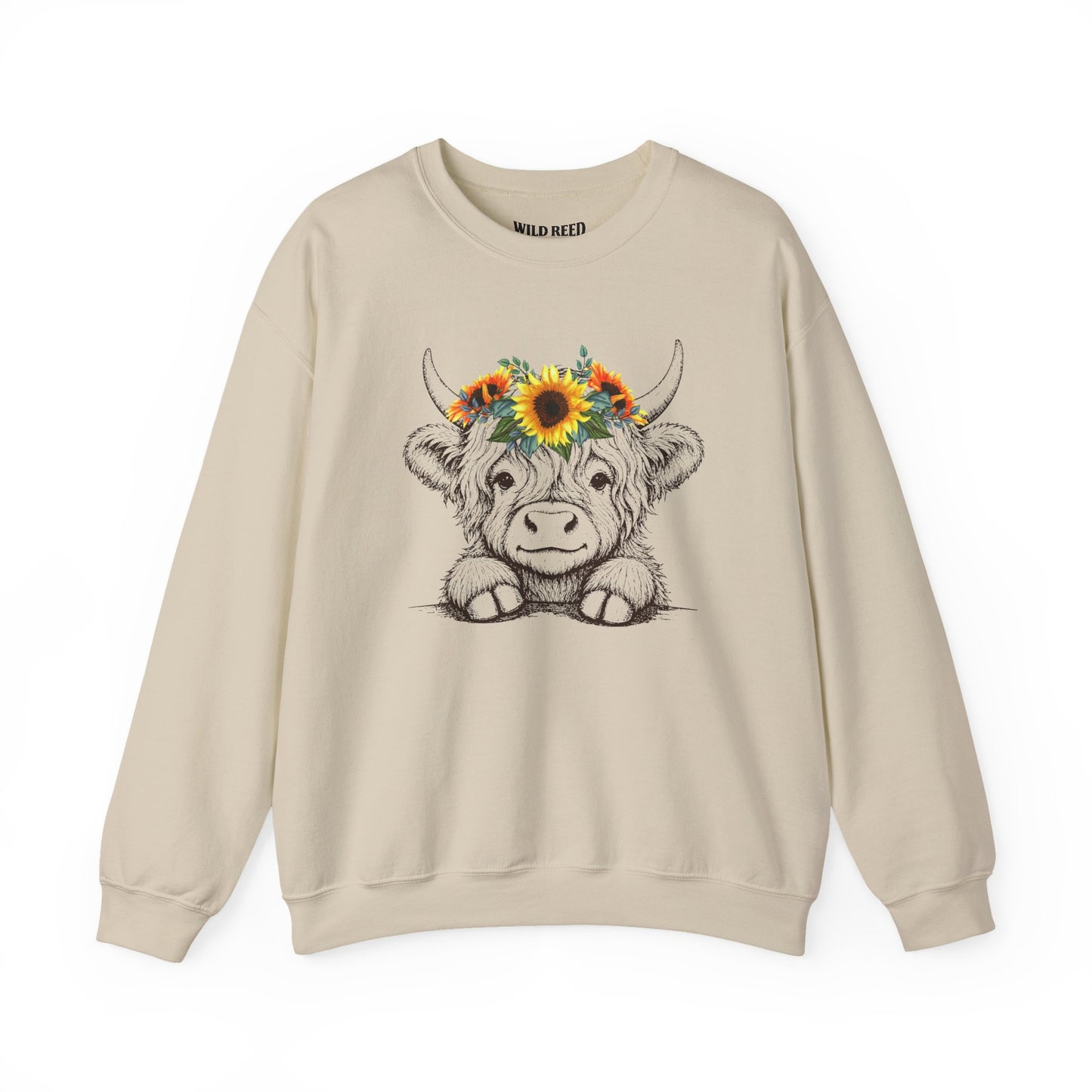 Baby Highland Cow Sunflower Crown Graphic Tee | Cute Floral Cow Shirt | Wild Reed Apparel