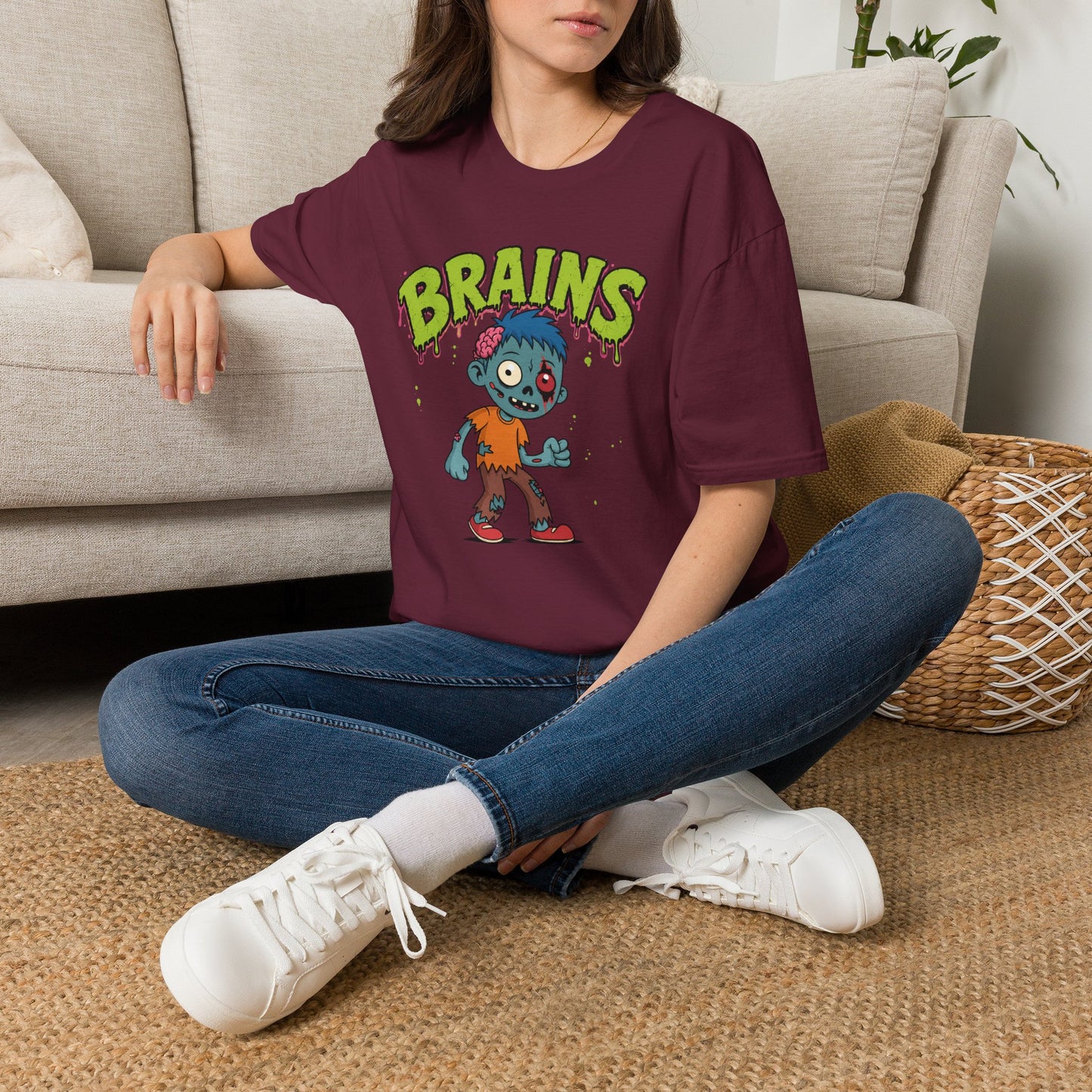 Brains Zombie Graphic Tee | Funny Halloween Shirt | Vintage Horror T-Shirt