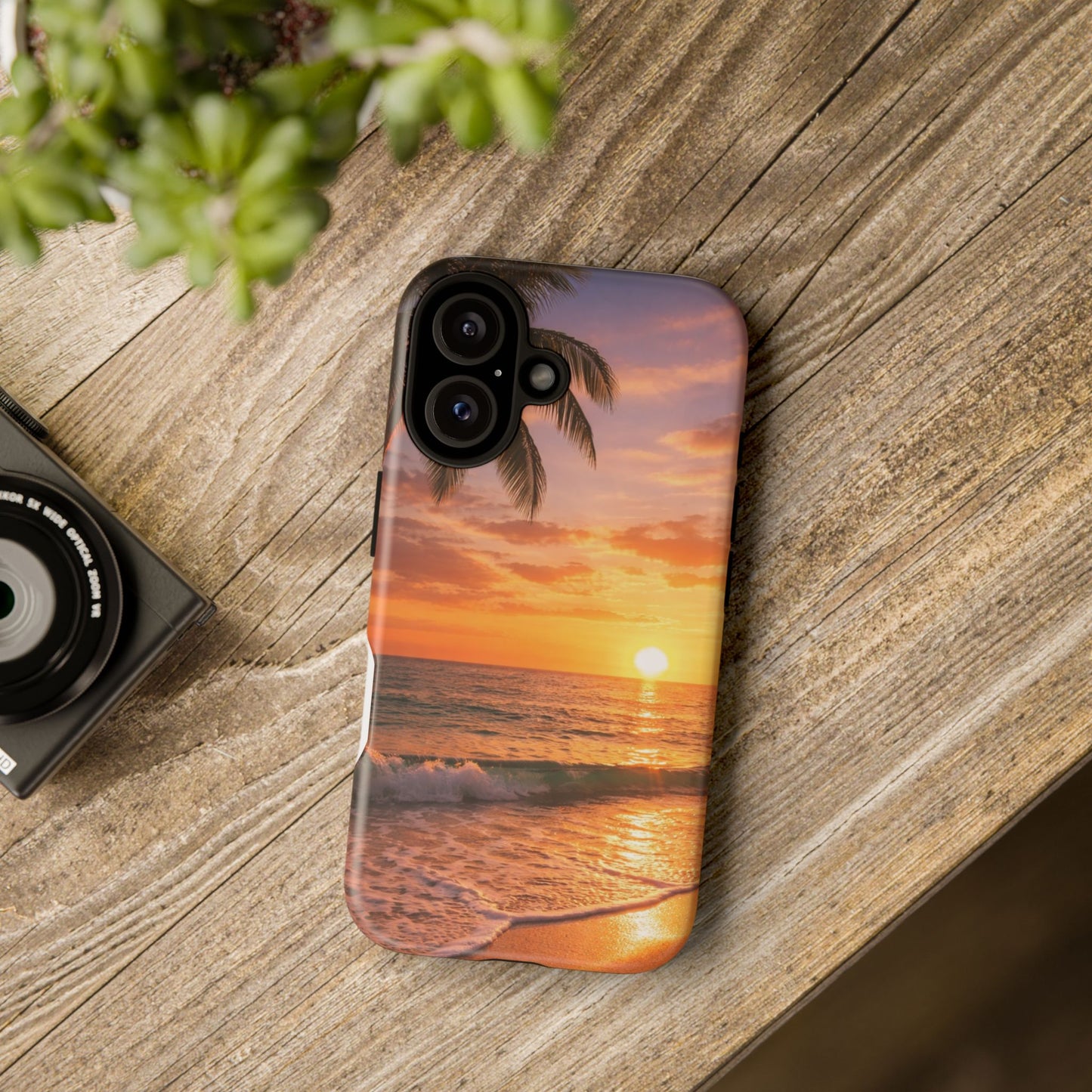 Golden Hour Beach Case — Tropical Palm Sunset Protective Case