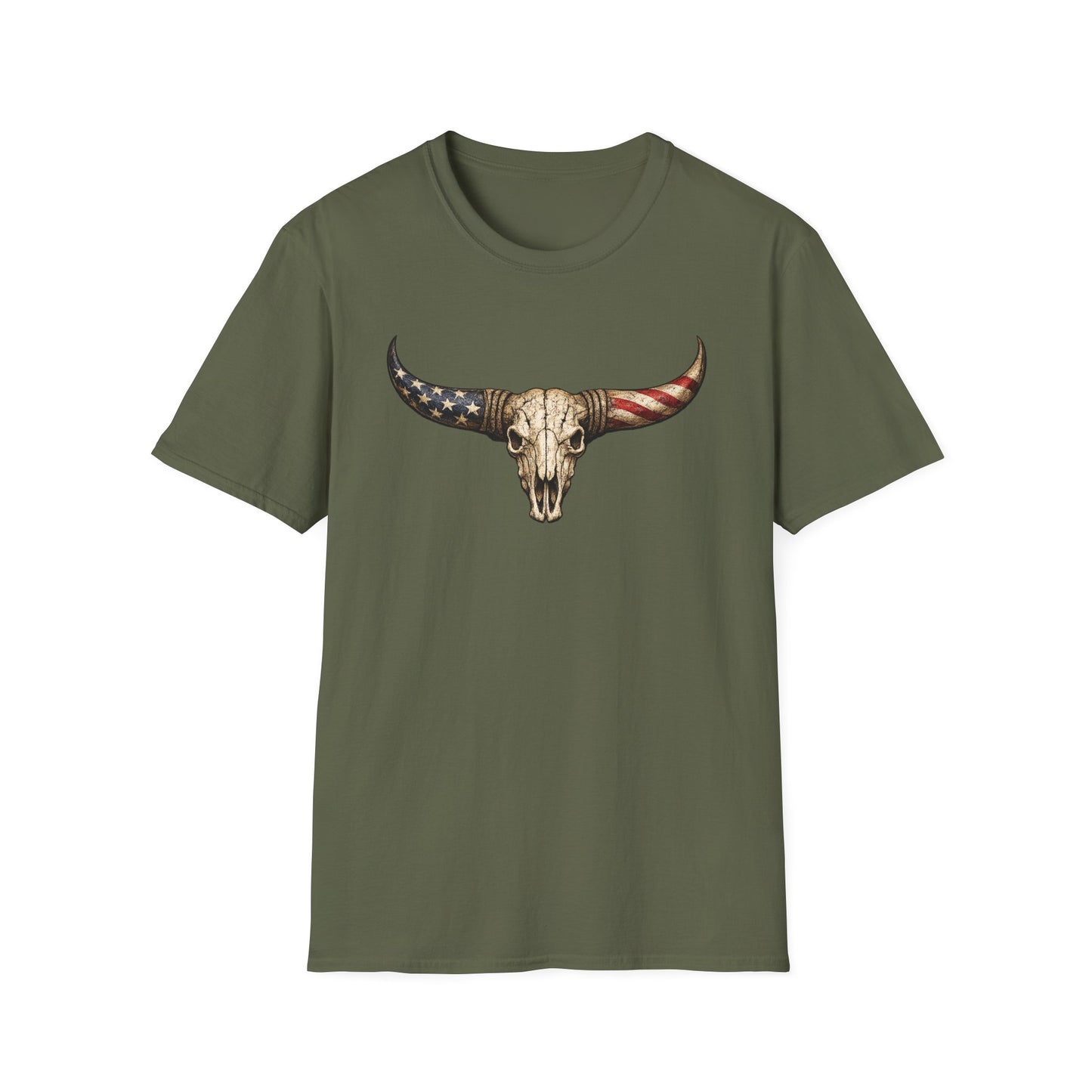 Patriotic Bull Skull Western Graphic Tee | Wild Reed Apparel